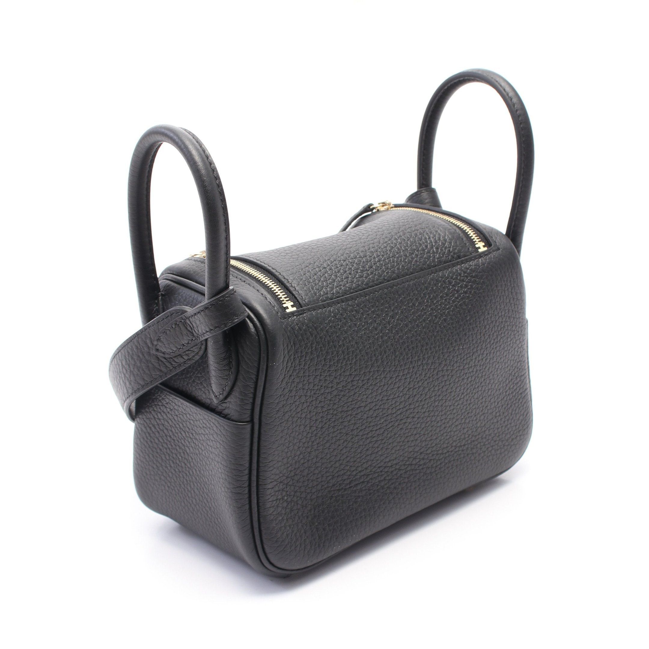 Hermes Hermes Lindy Mini Shoulder Bag Clemence Leather Black Gold Hardware Double Engraved Size ONE SIZE - 2 Thumbnail