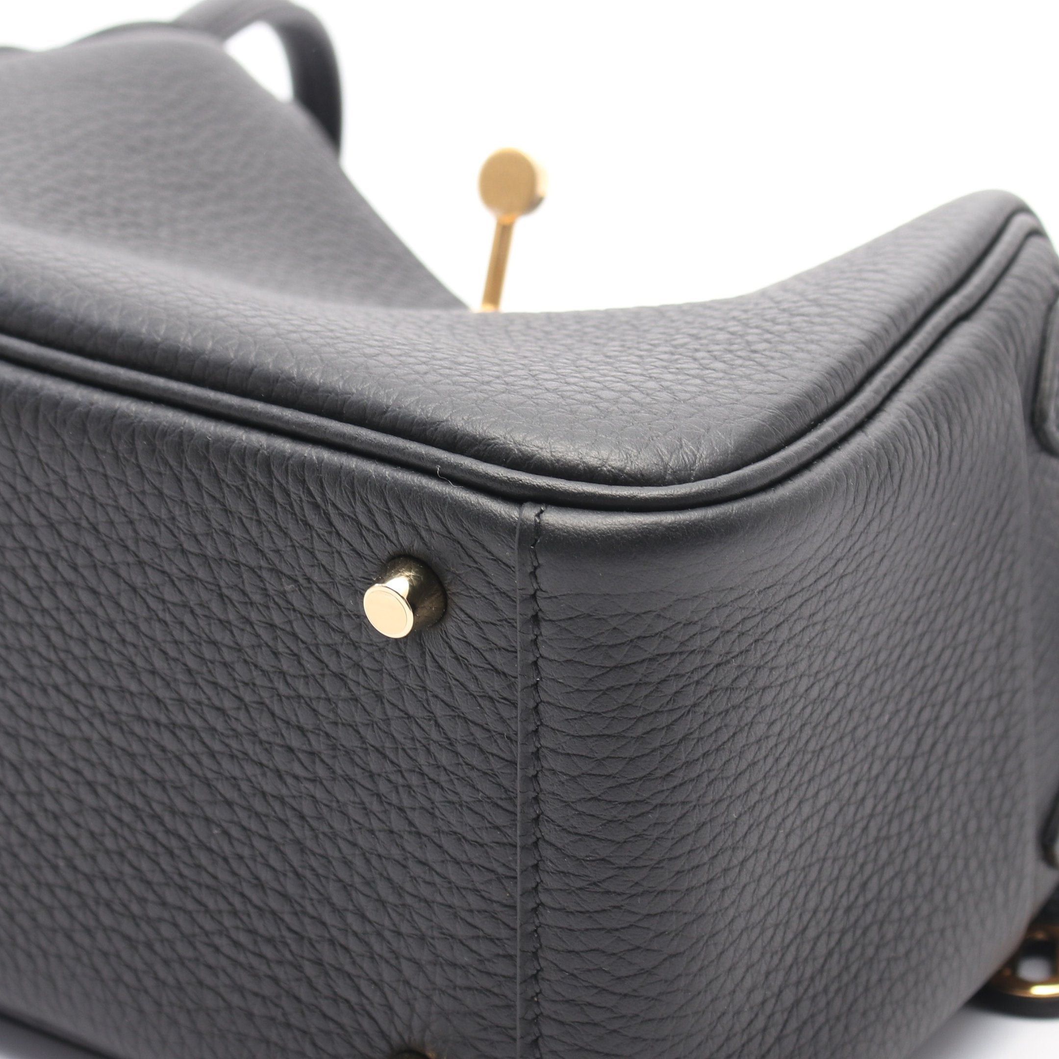 Hermes Hermes Lindy Mini Shoulder Bag Clemence Leather Black Gold Hardware Double Engraved Size ONE SIZE - 6 Thumbnail
