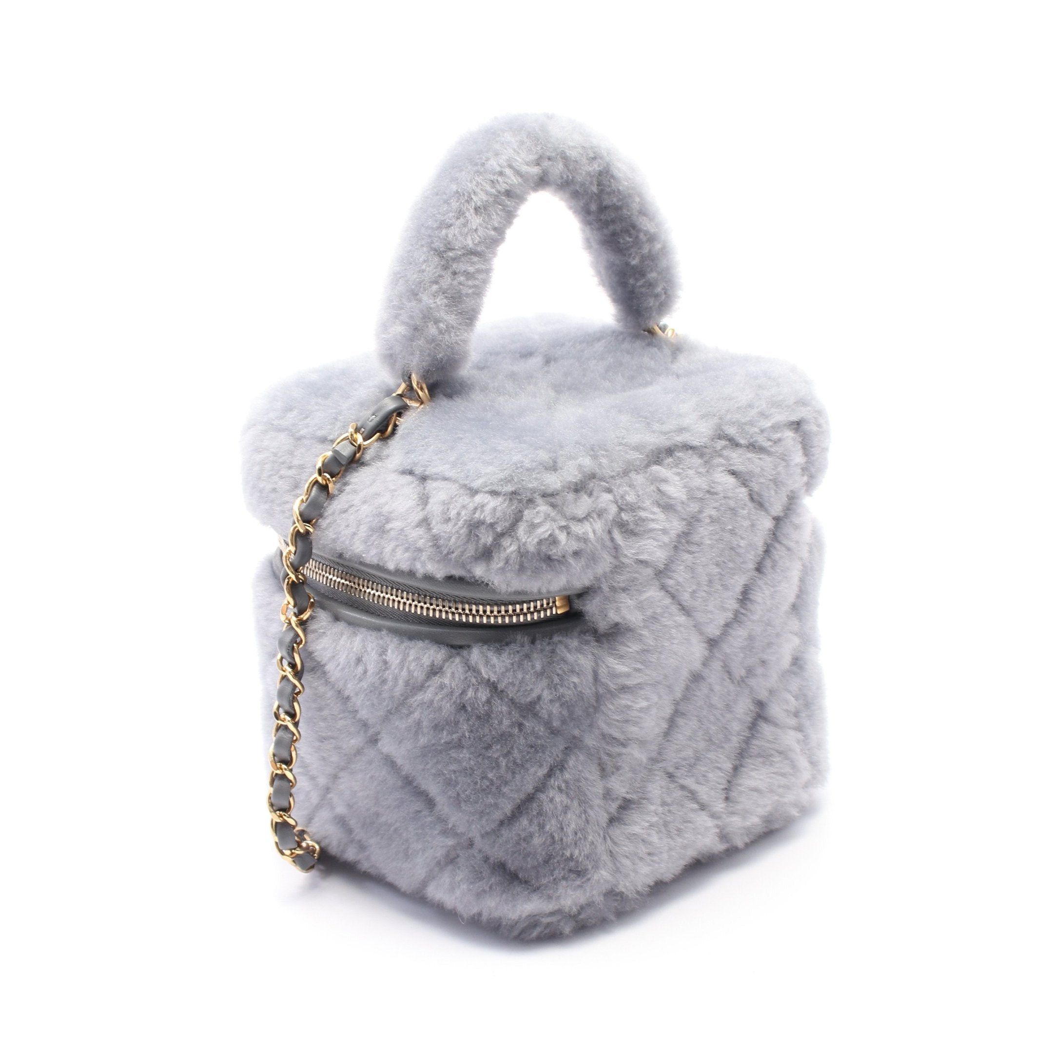 Chanel Chanel Matelasse Vanity Chain Shoulder Bag Fur Gray Gold Hardware Size ONE SIZE - 2 Thumbnail