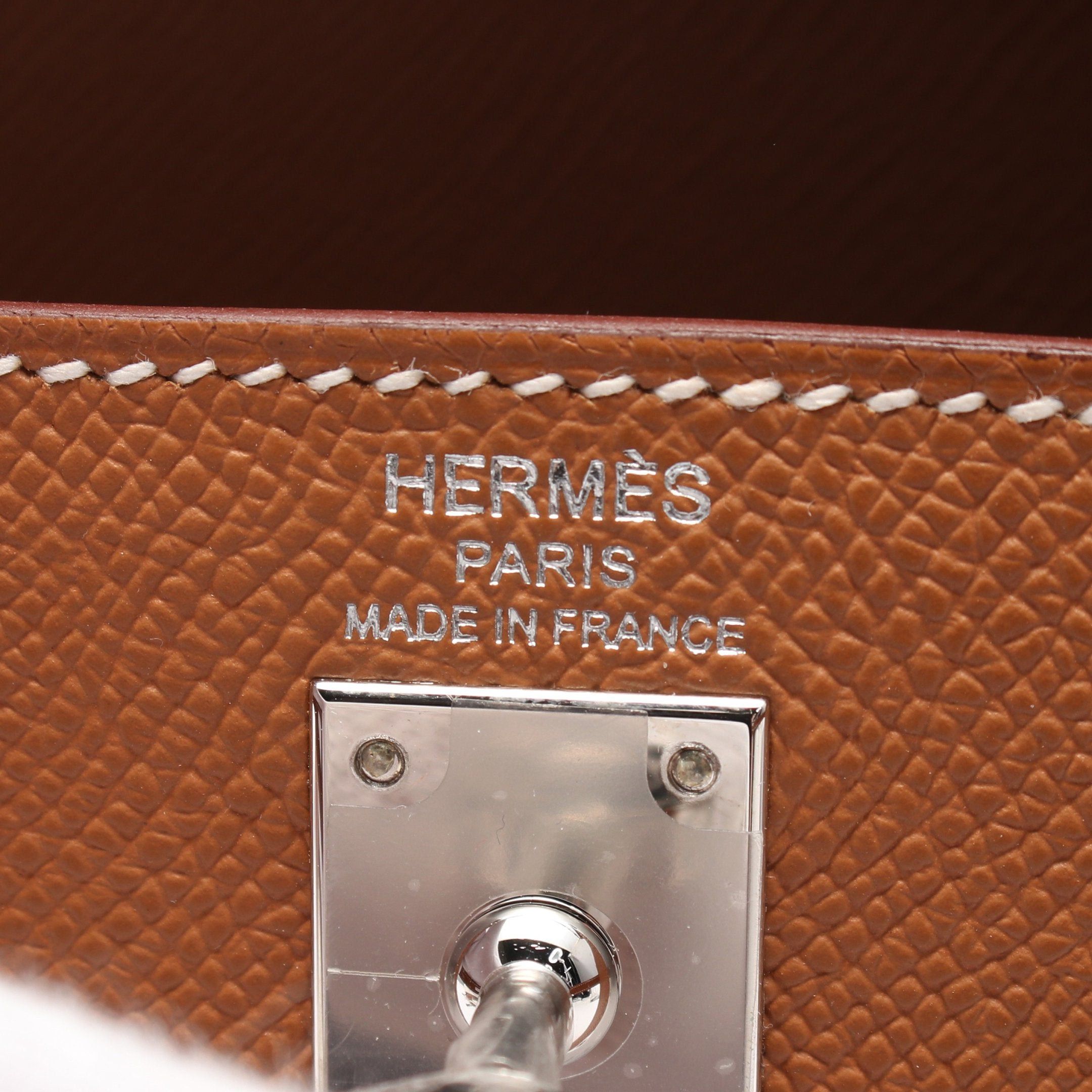 Hermes Hermes Kelly 25 Gold Handbag Veau Epsom Brown Silver Hardware Double Engraved Size ONE SIZE - 4 Thumbnail