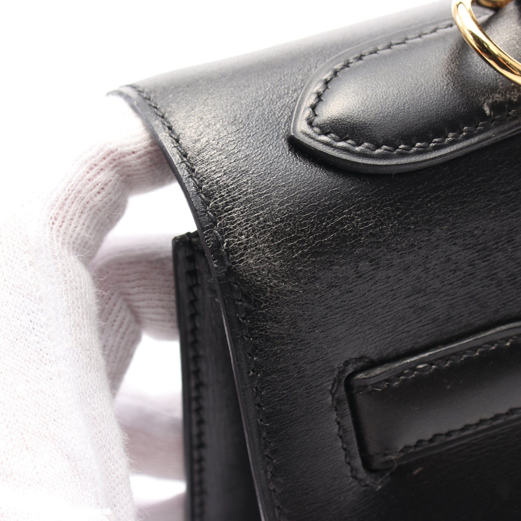 Hermes Hermes Kelly32 Handbag Box Calf Black Gold Hardware Stamp (Manufactured Around 2002) Size ONE SIZE - 11 Thumbnail