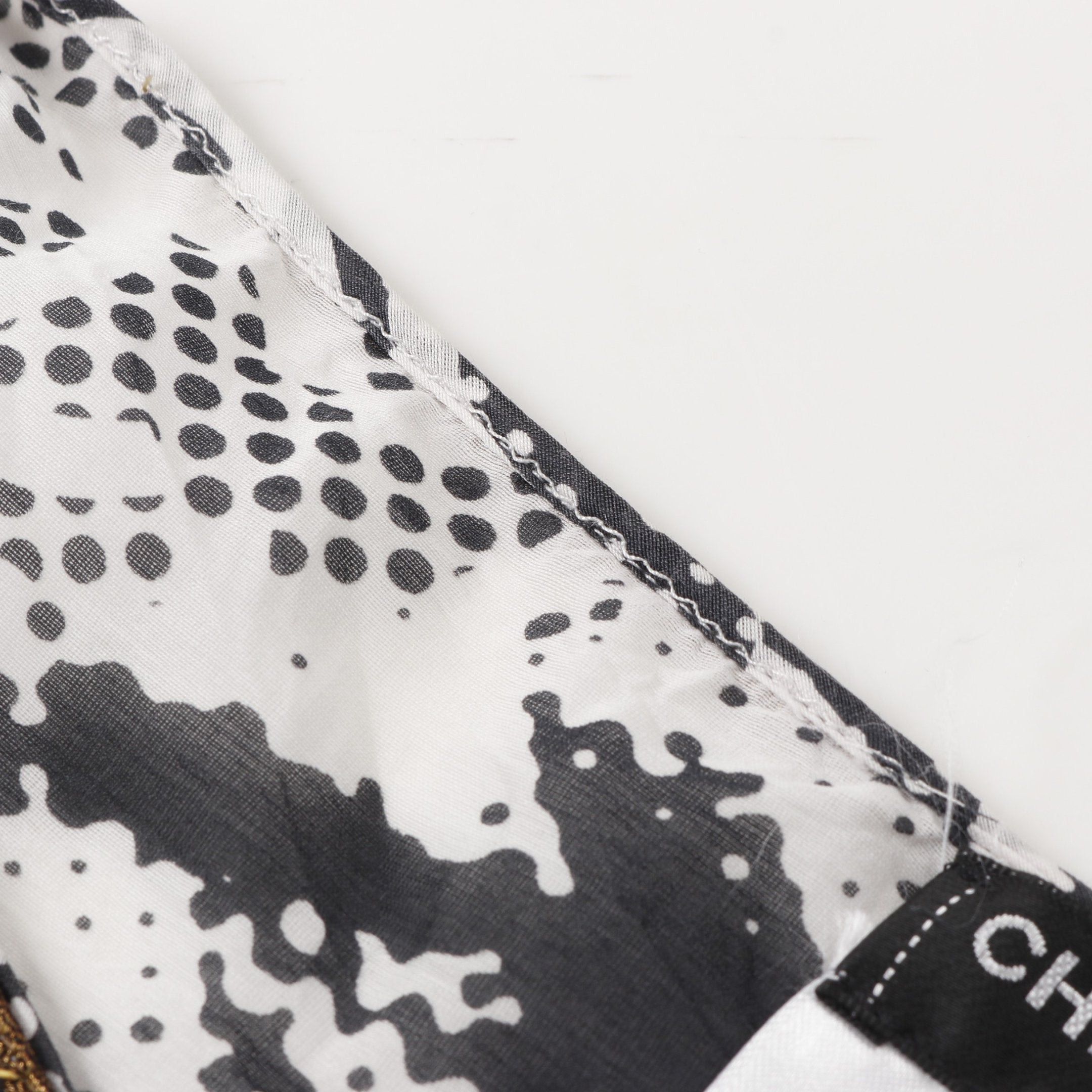 Chanel Chanel Lion Coco Mark Chiffon One Piece Cotton Silk White Black Frill Size ONE SIZE - 7 Thumbnail