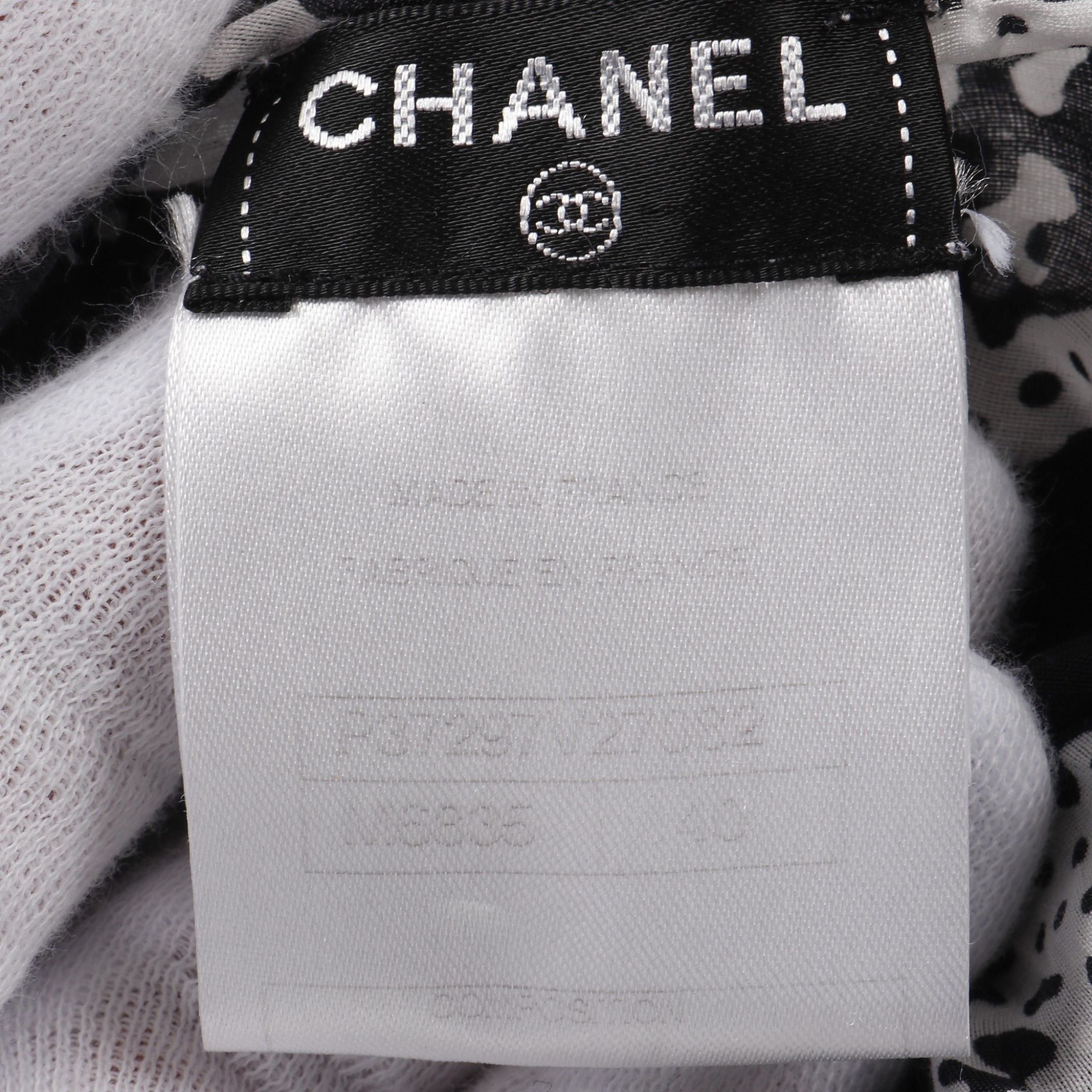 Chanel Chanel Lion Coco Mark Chiffon One Piece Cotton Silk White Black Frill Size ONE SIZE - 6 Thumbnail