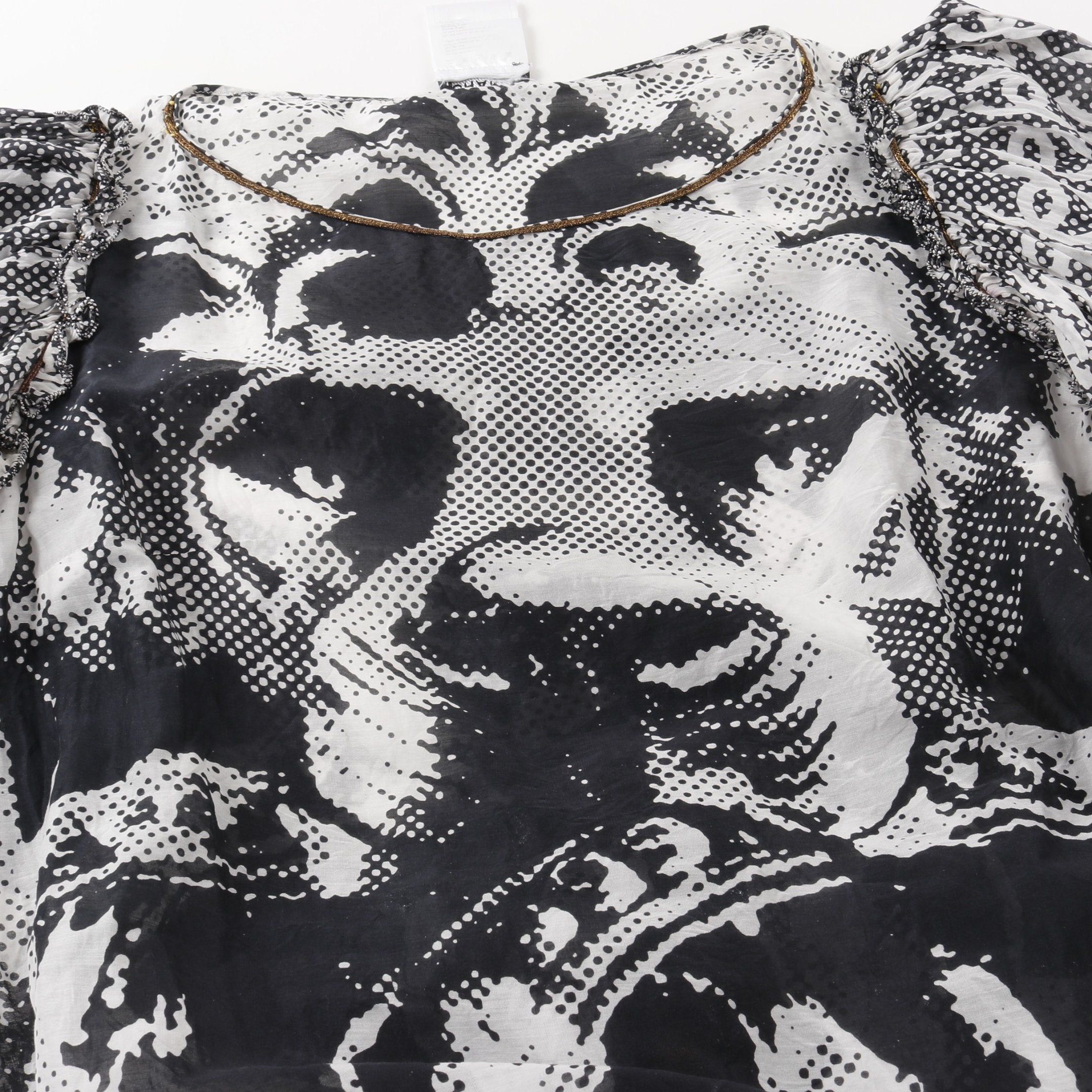 Chanel Chanel Lion Coco Mark Chiffon One Piece Cotton Silk White Black Frill Size ONE SIZE - 9 Thumbnail