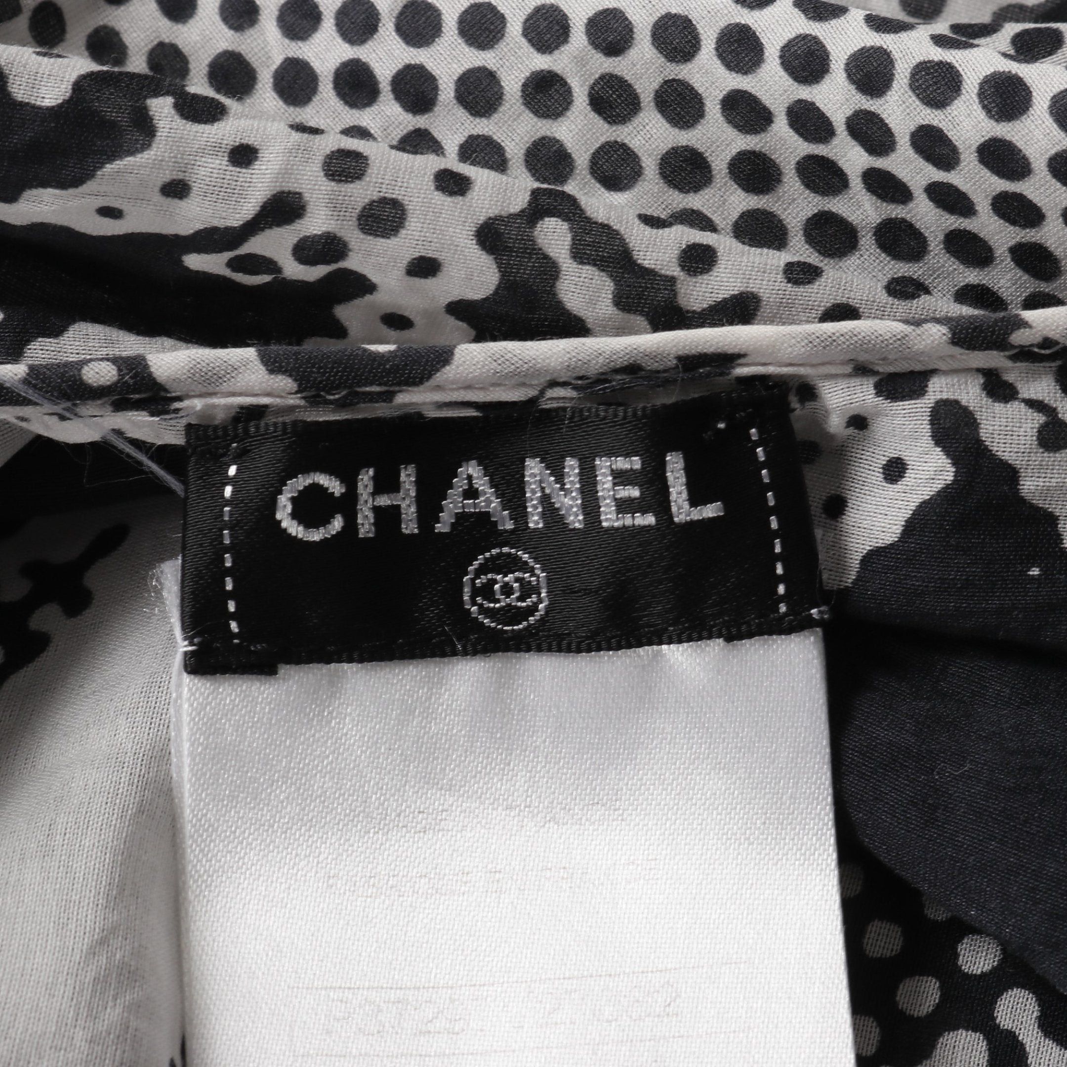 Chanel Chanel Lion Coco Mark Chiffon One Piece Cotton Silk White Black Frill Size ONE SIZE - 3 Thumbnail