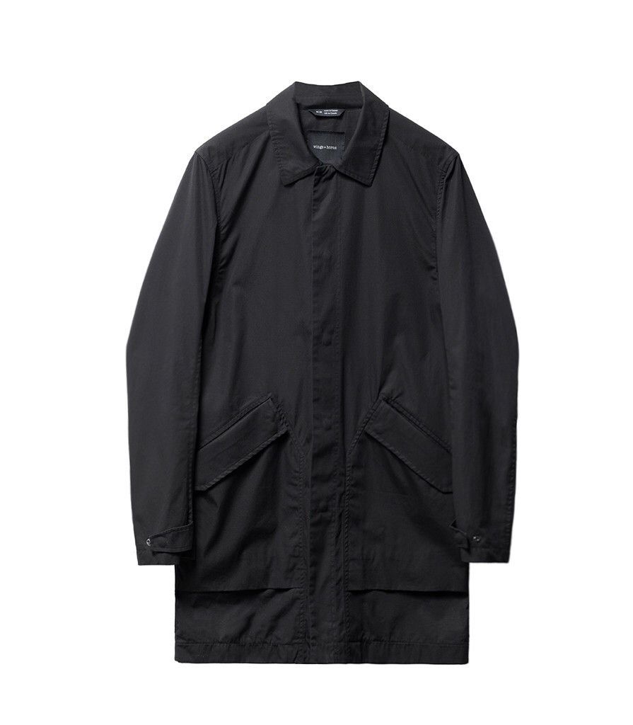 Wings + Horns Convoy Cotton Mac Coat (Black)