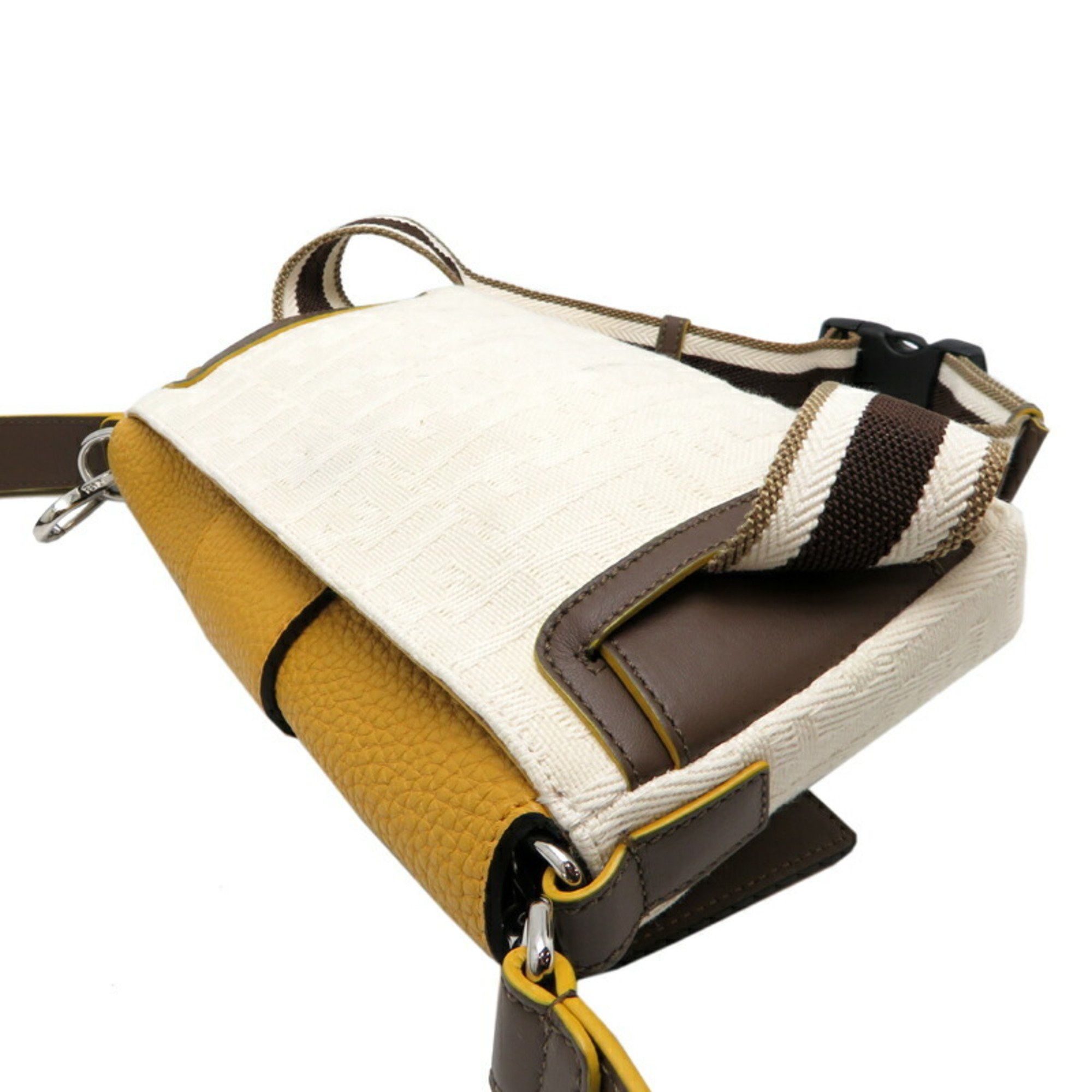 Fendi Bucket Women's Shoulder Bag 7V72 Canvas Dark Yellow