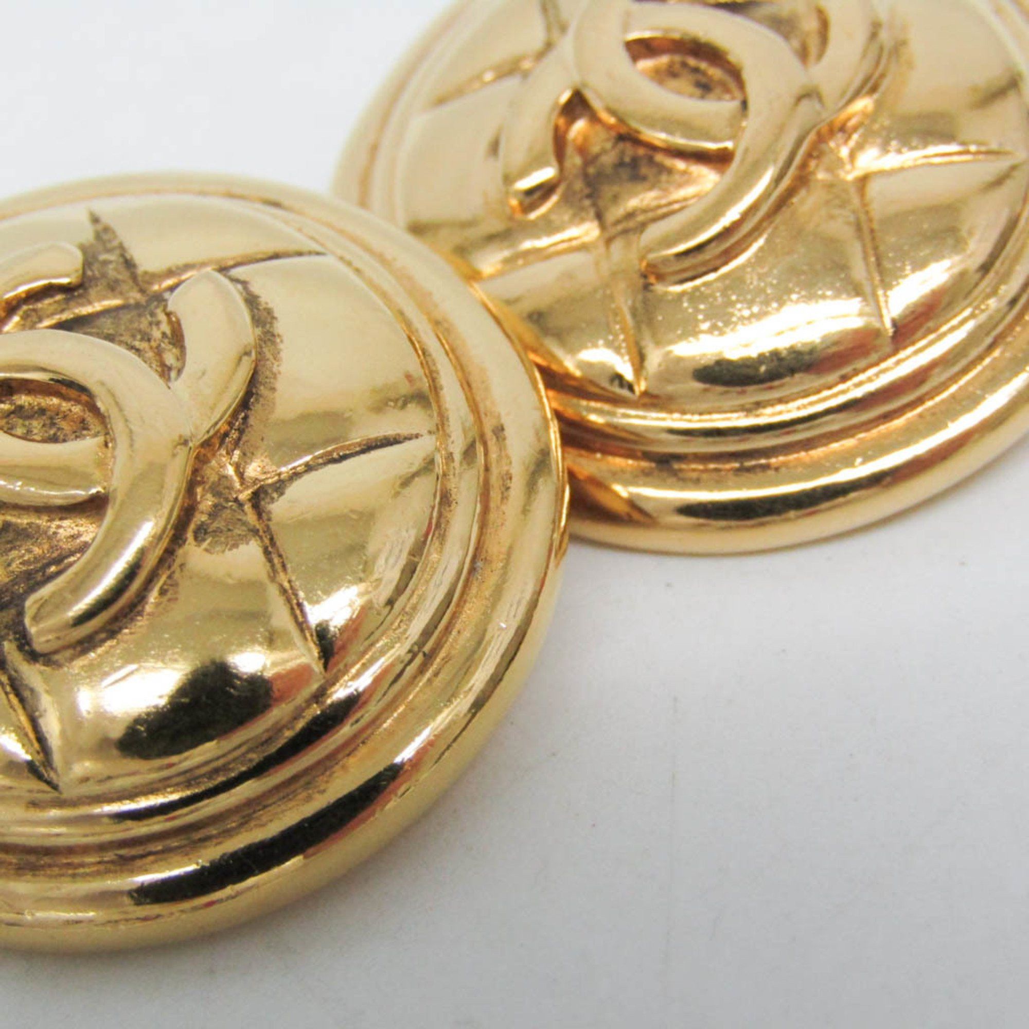 Chanel Chanel Matelasse COCO Mark Vintage Earrings No Stone Gold Plating Clip Earrings Gold Size ONE SIZE - 4 Thumbnail