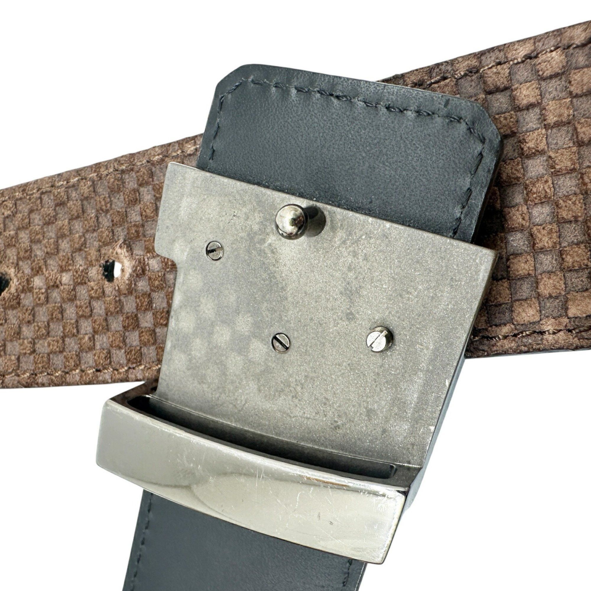 Louis Vuitton LOUIS VUITTON Damier Santur Belt LV Initials 85 34 M6876 Brown C121 Men's Accessories Size ONE SIZE - 9 Thumbnail