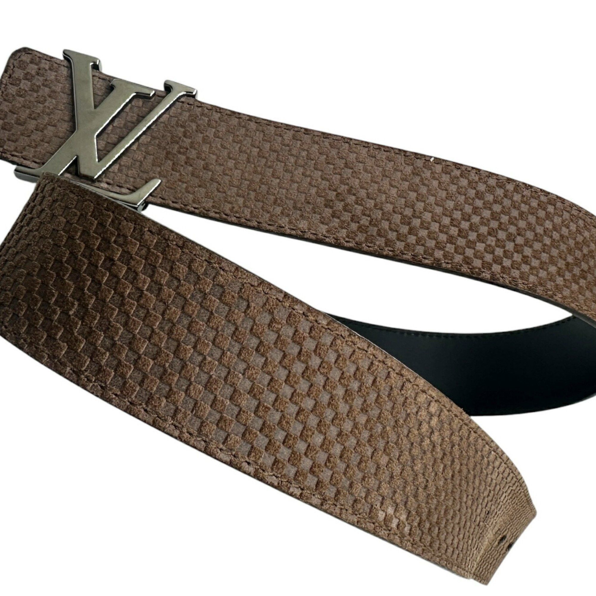 Louis Vuitton LOUIS VUITTON Damier Santur Belt LV Initials 85 34 M6876 Brown C121 Men's Accessories Size ONE SIZE - 2 Thumbnail