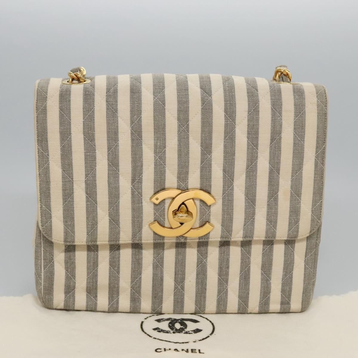 Chanel Cc Grey Canvas Shoulder Bag (Pre-Owned) Size ONE SIZE - 17 Thumbnail