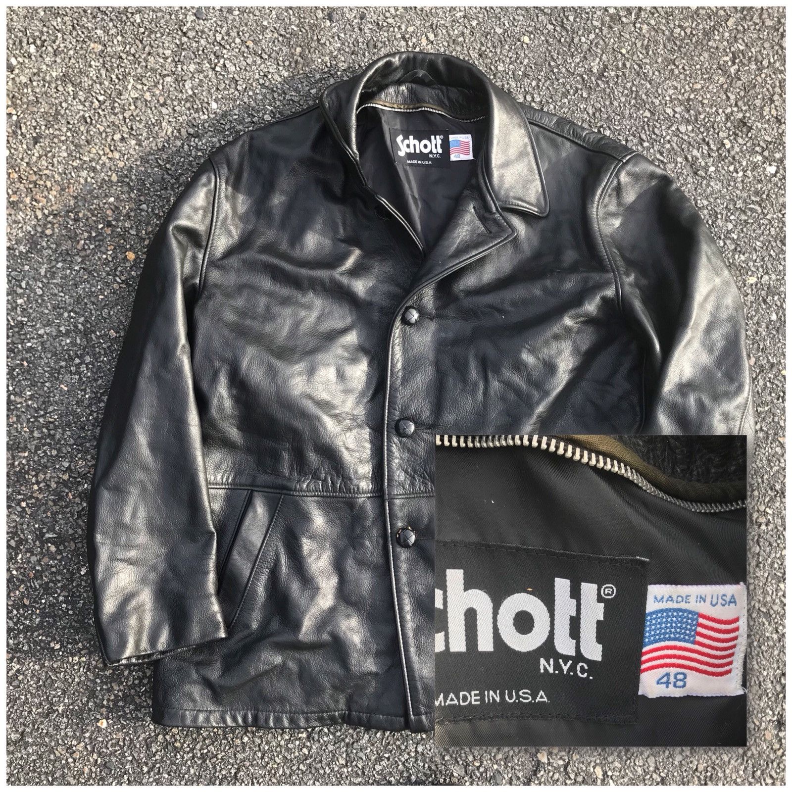 SCHOTT LEATHER JACKET ( Made in USA ) 90s Vintage