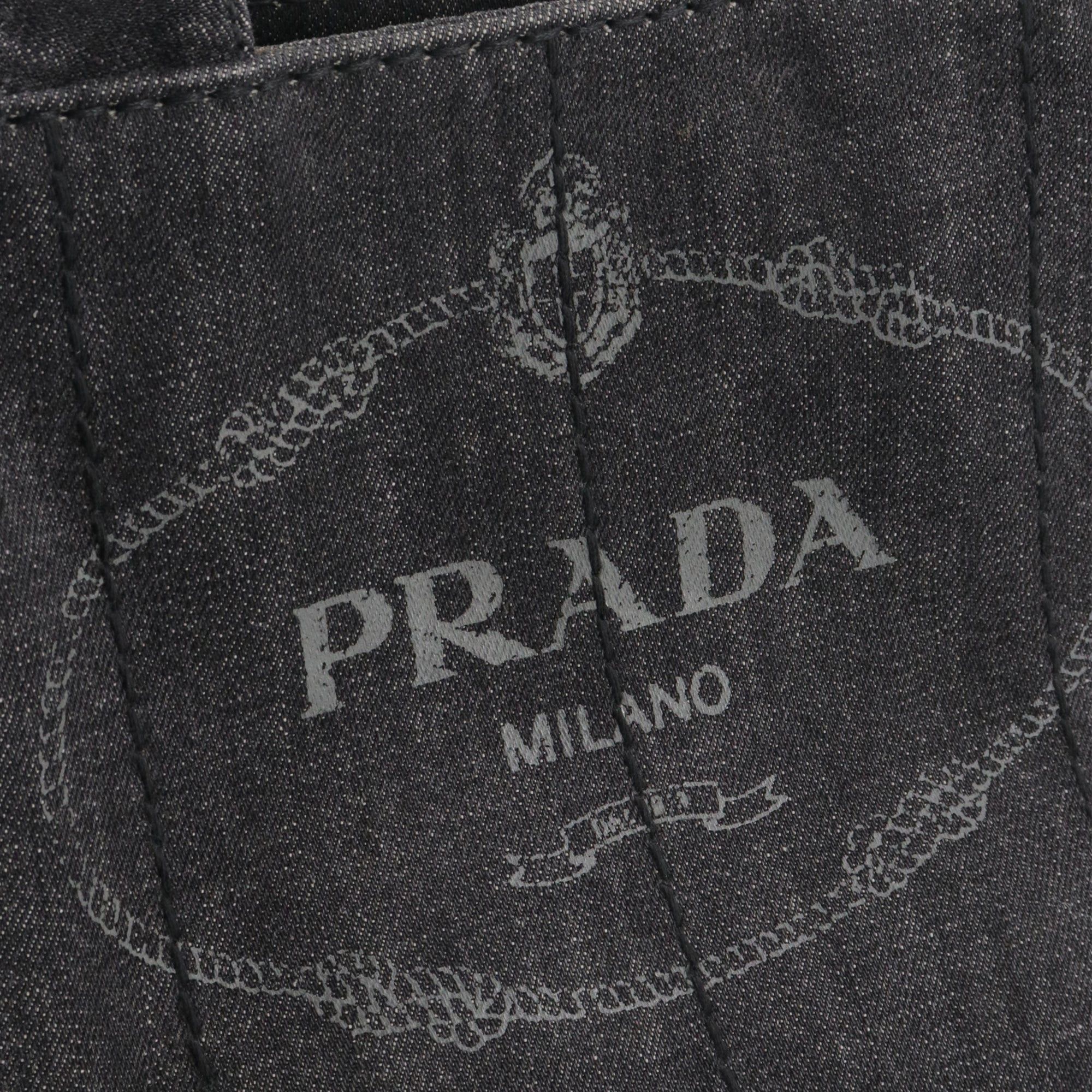 Prada PRADA - Canapa PM Prada handbag in gray denim Size ONE SIZE - 5 Thumbnail