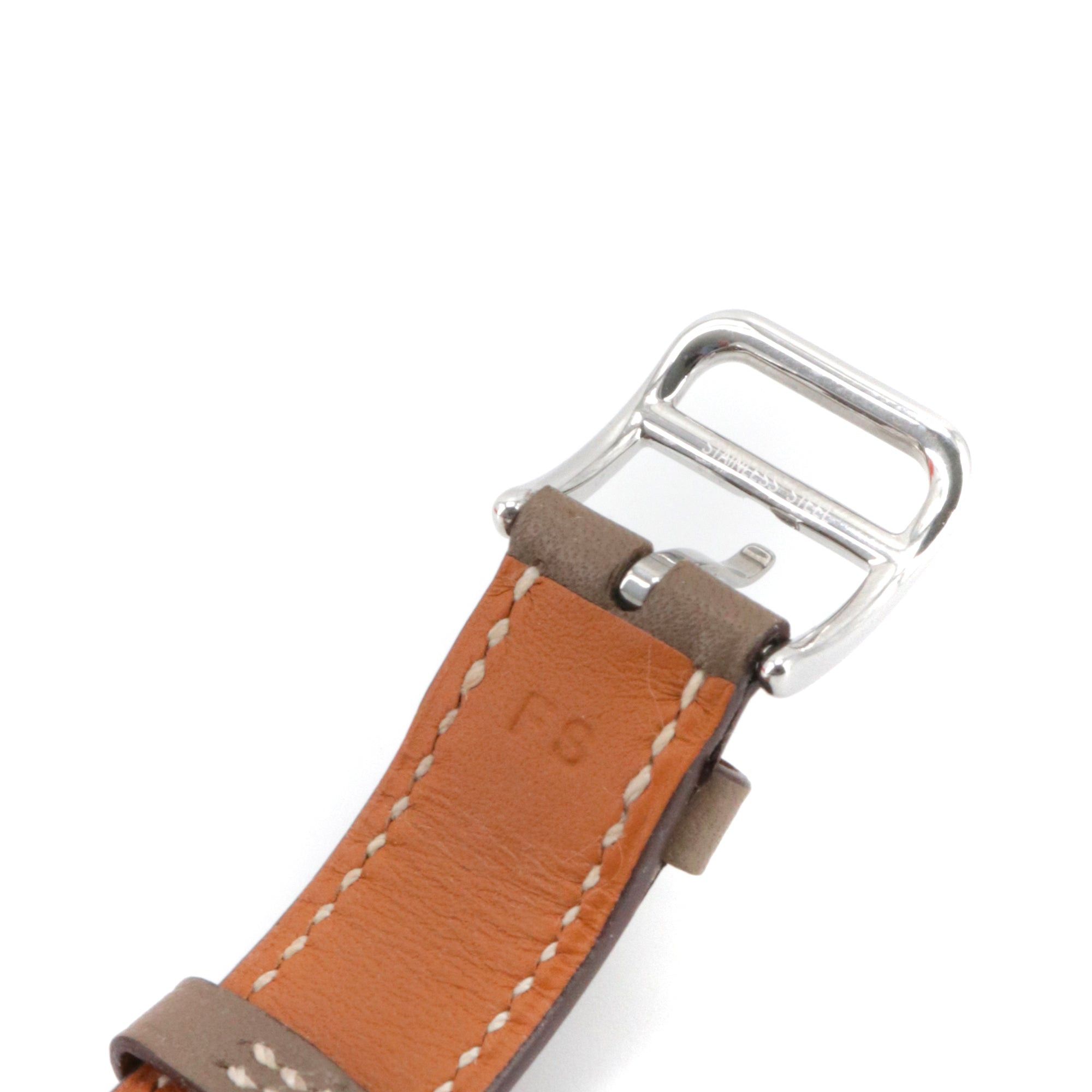 Hermes HERMÈS - Hermès Heure H Mini double tour watch in etoupe leather Size ONE SIZE - 8 Thumbnail