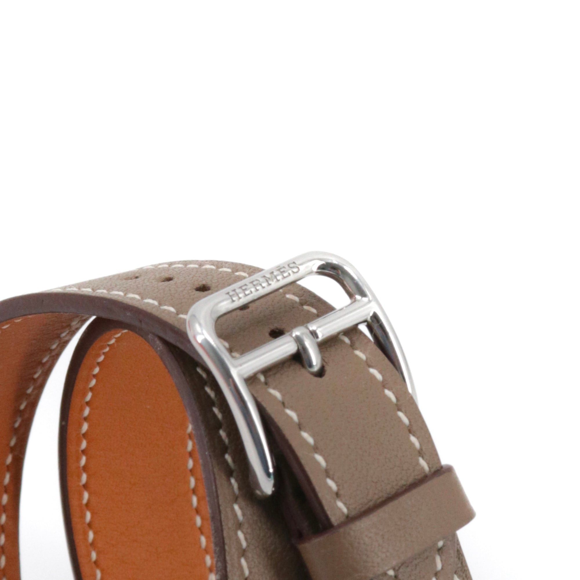 Hermes HERMÈS - Hermès Heure H Mini double tour watch in etoupe leather Size ONE SIZE - 6 Thumbnail