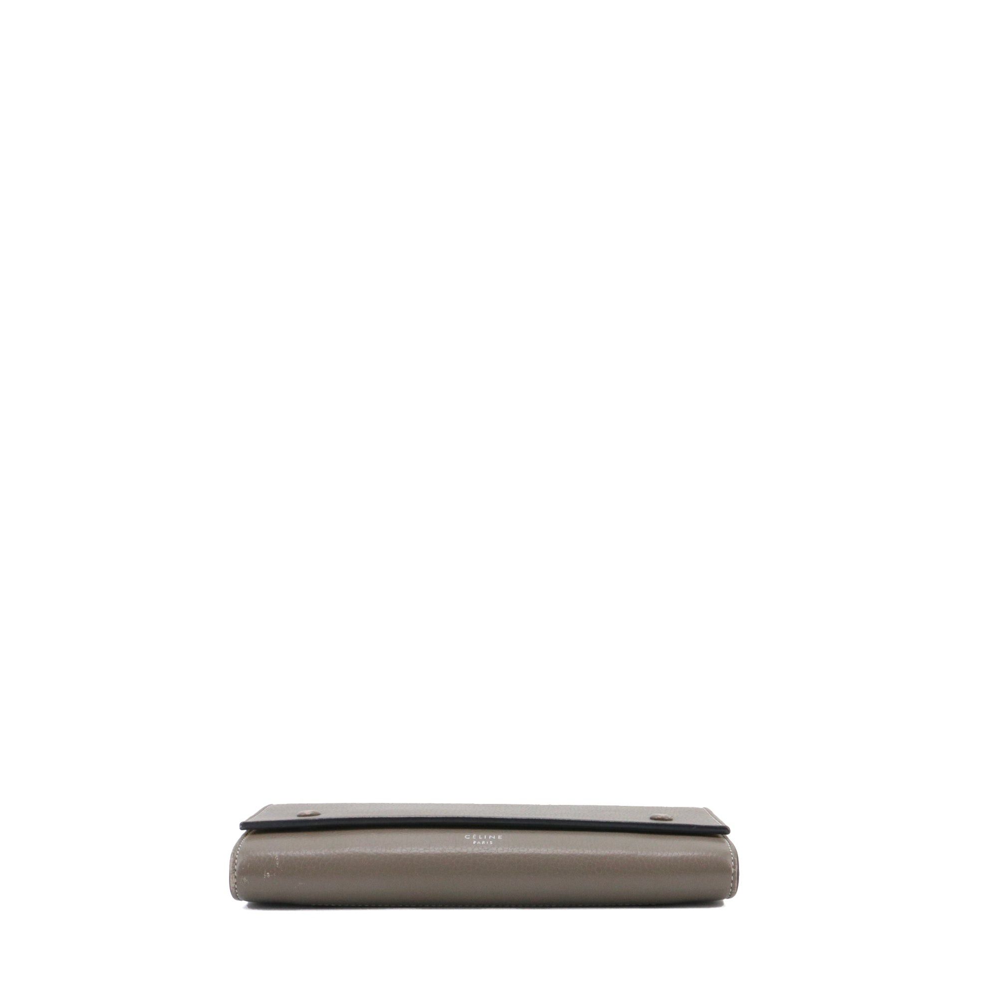 Celine CELINE - Large Celine wallet in gray grained leather Size ONE SIZE - 3 Thumbnail