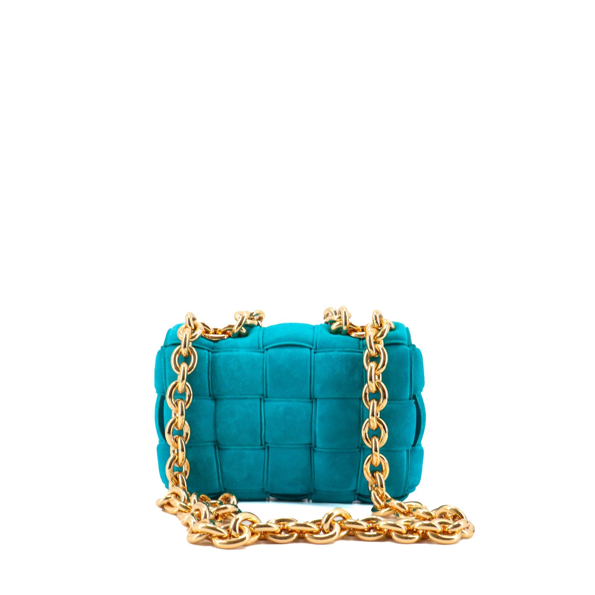 Bottega Veneta BOTTEGA VENETA - Bottega Veneta Chain Cassette shoulder bag in turquoise blue suede Size ONE SIZE - 3 Thumbnail