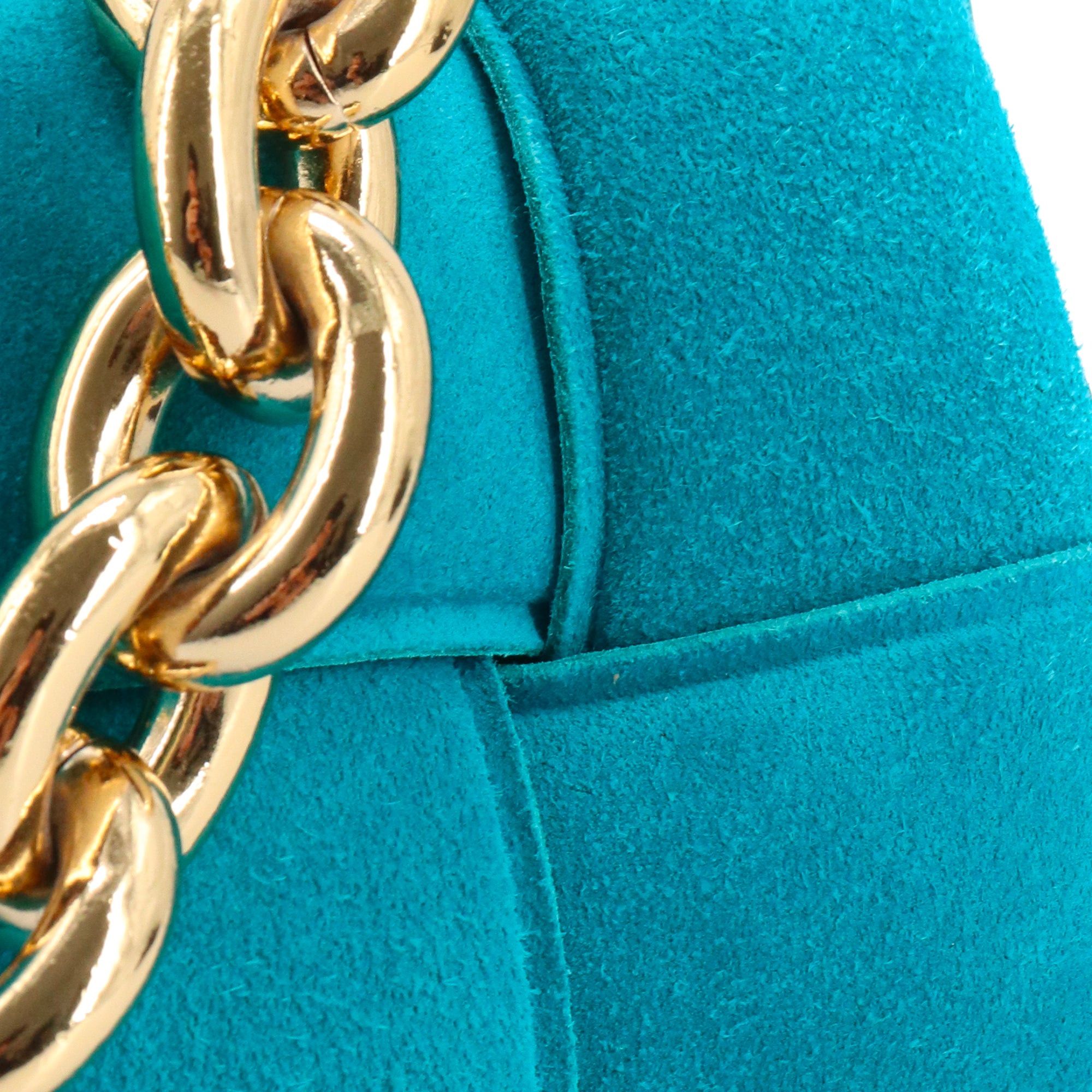 Bottega Veneta BOTTEGA VENETA - Bottega Veneta Chain Cassette shoulder bag in turquoise blue suede Size ONE SIZE - 6 Thumbnail