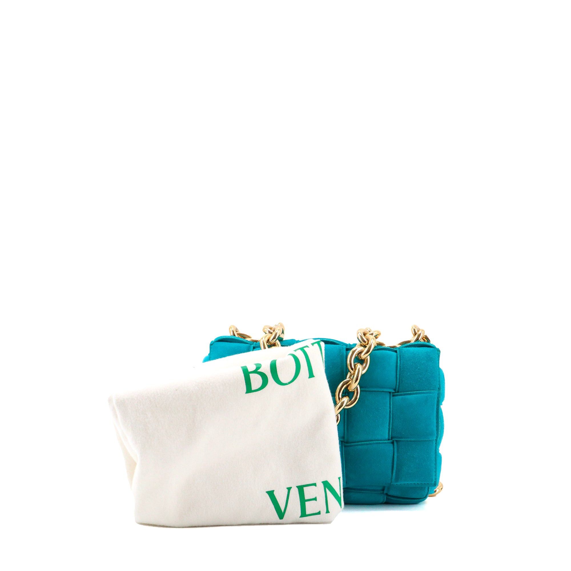 Bottega Veneta BOTTEGA VENETA - Bottega Veneta Chain Cassette shoulder bag in turquoise blue suede Size ONE SIZE - 9 Thumbnail