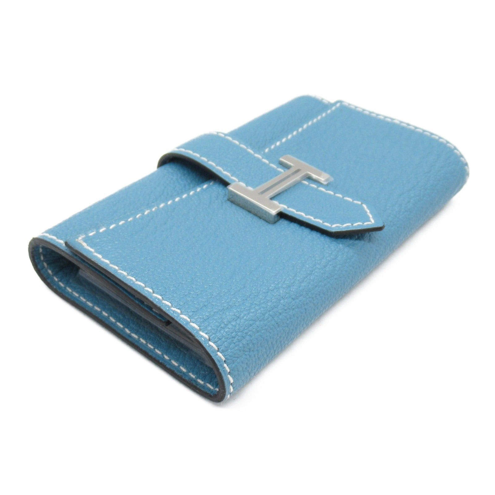 Hermes Hermes Bearn 4-Key Case Key Leather Chevre Blue New Jean Silver Hardware Double Engraved Size ONE SIZE - 3 Thumbnail