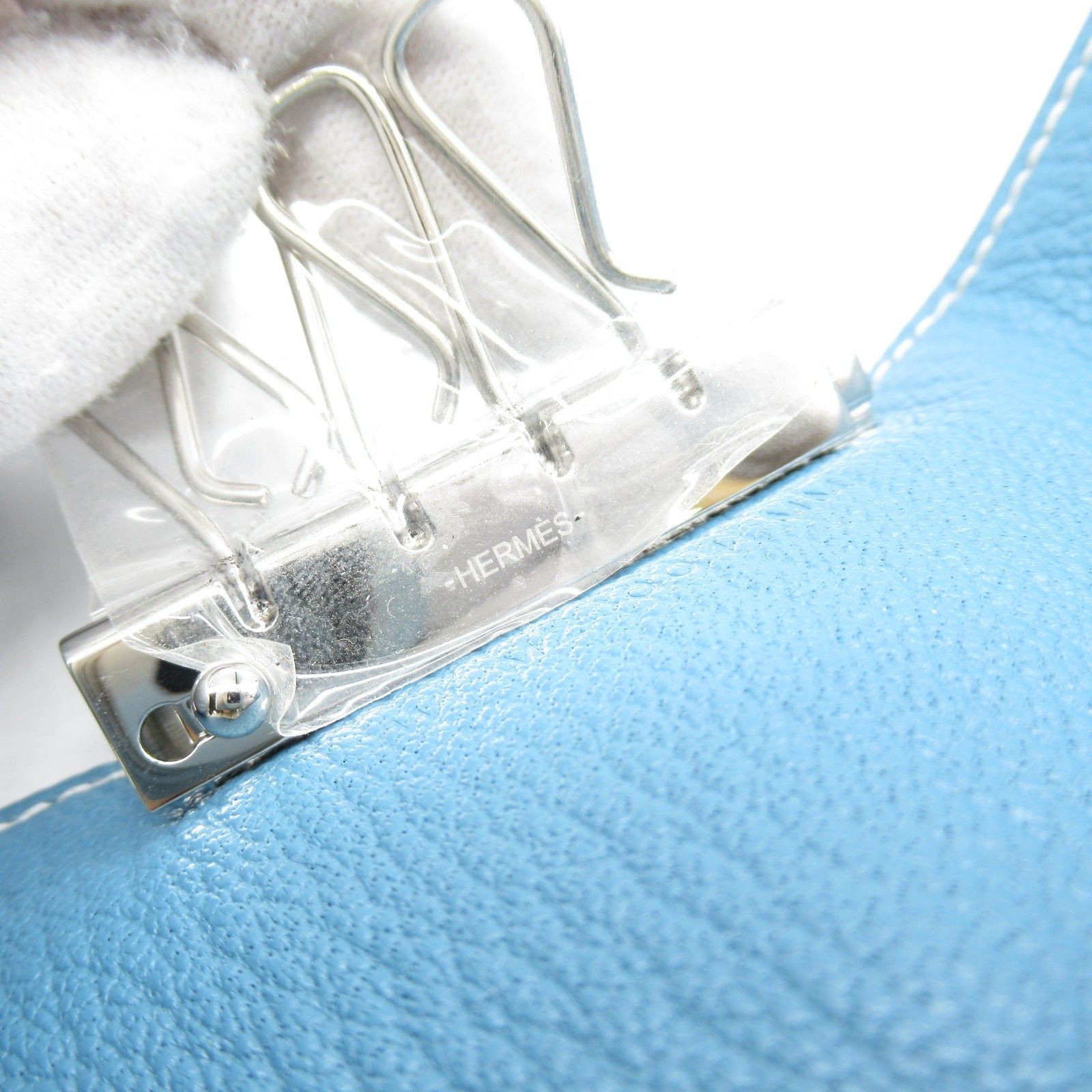 Hermes Hermes Bearn 4-Key Case Key Leather Chevre Blue New Jean Silver Hardware Double Engraved Size ONE SIZE - 8 Thumbnail