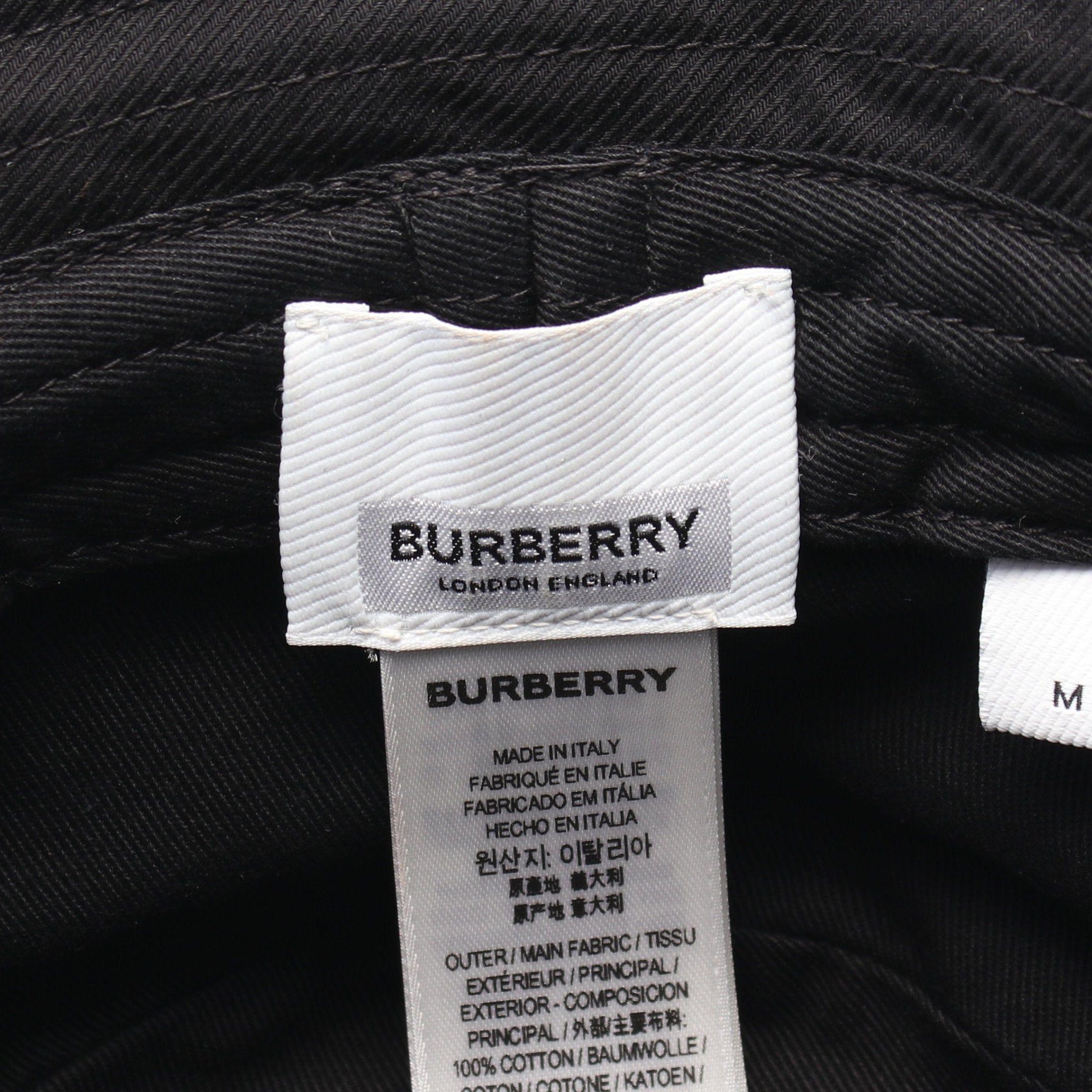 Burberry Burberry Bucket Hat Logo Embroidery Cotton Black Size ONE SIZE - 4 Thumbnail