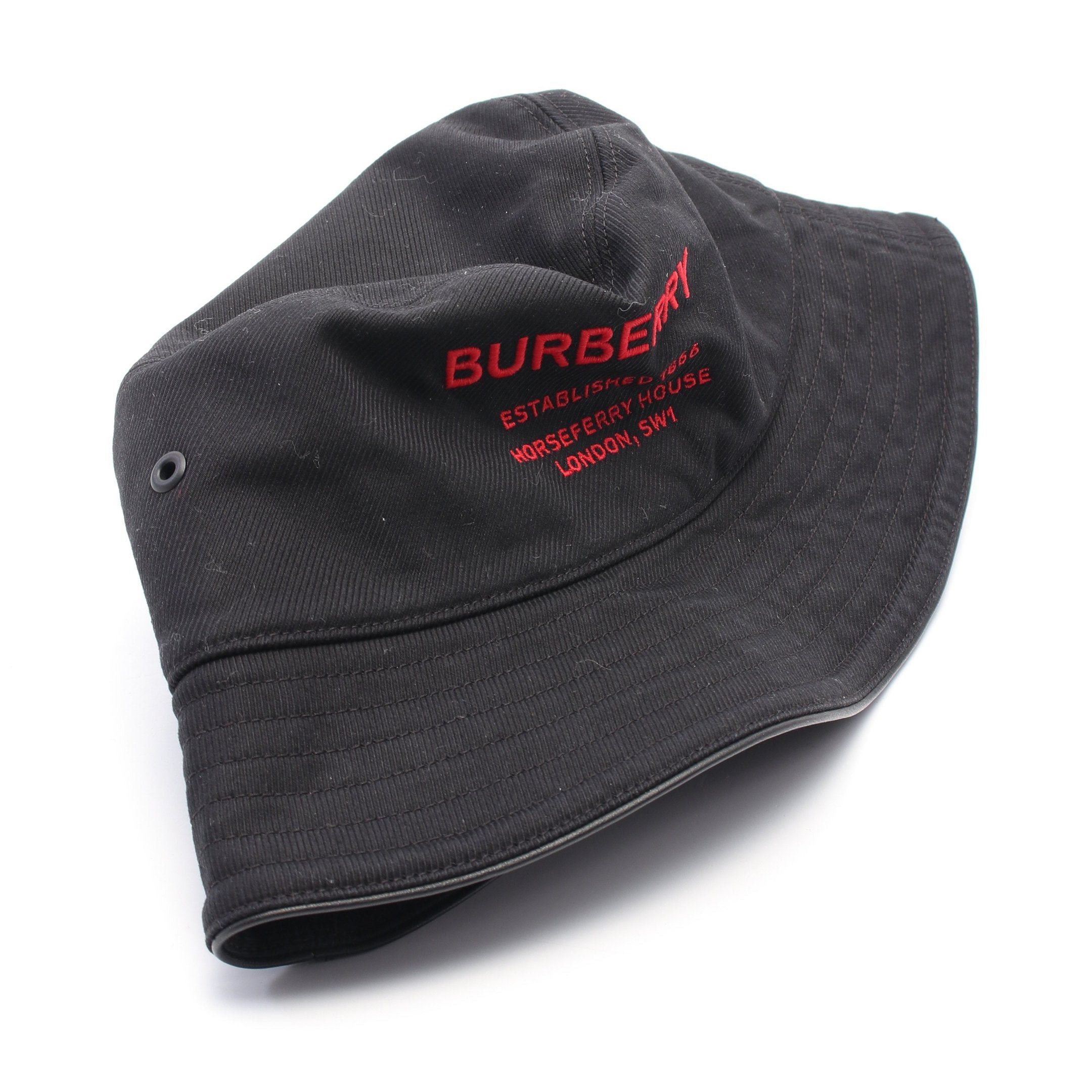 Burberry Burberry Bucket Hat Logo Embroidery Cotton Black Size ONE SIZE - 6 Thumbnail