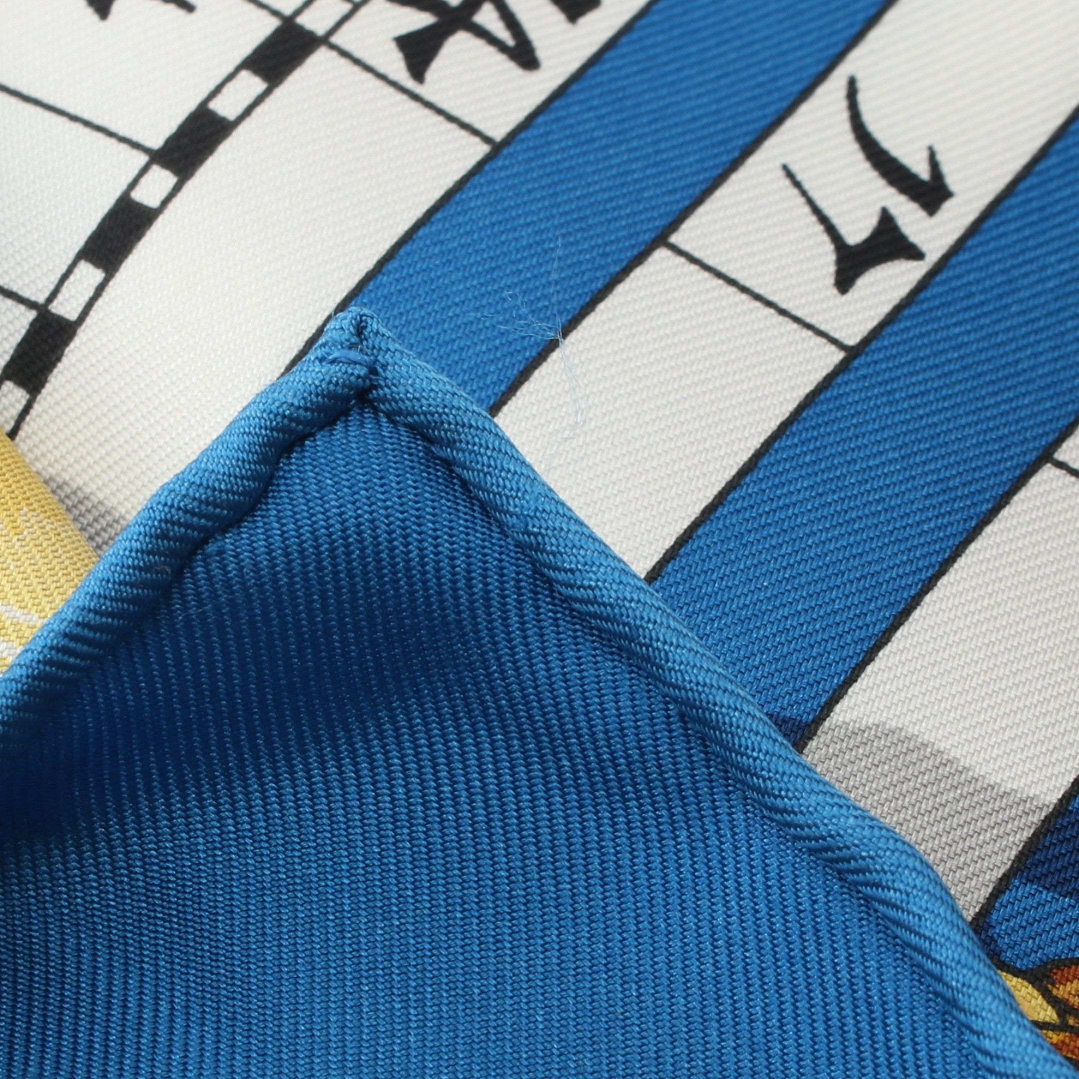 Hermes Hermes Carres 90 Dies Et Hore Scarf Silk Blue Multicolor Size ONE SIZE - 4 Thumbnail