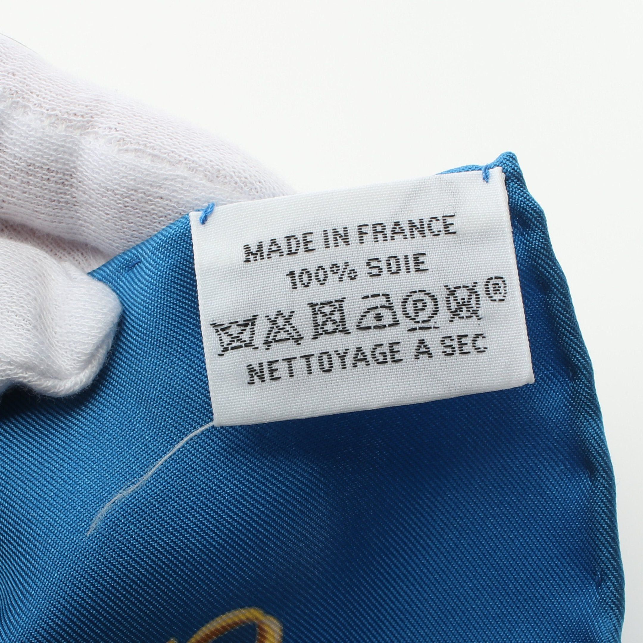 Hermes Hermes Carres 90 Dies Et Hore Scarf Silk Blue Multicolor Size ONE SIZE - 3 Thumbnail
