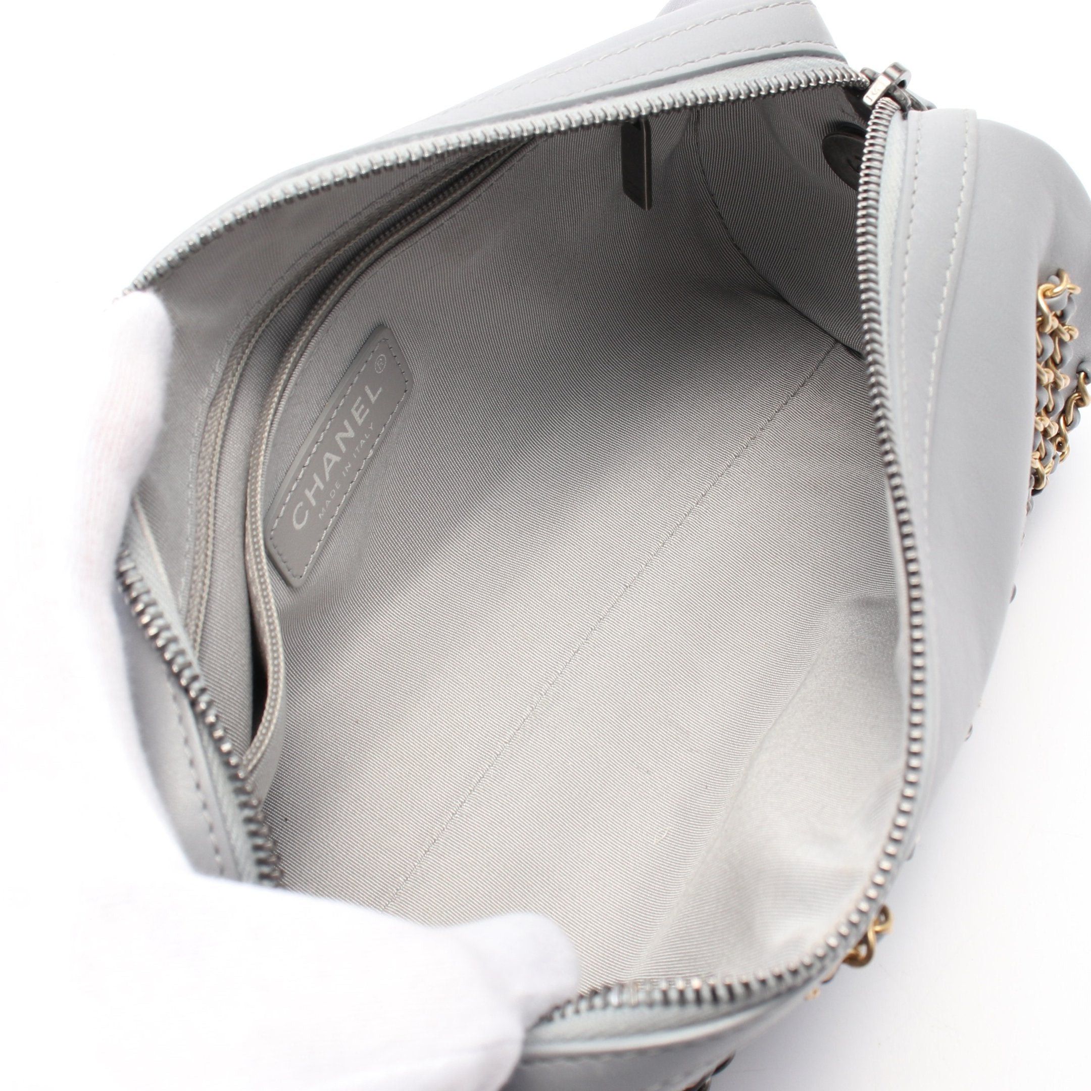 Chanel Chanel Chain Shoulder Bag Logo Leather Gray Silver Hardware Size ONE SIZE - 3 Thumbnail