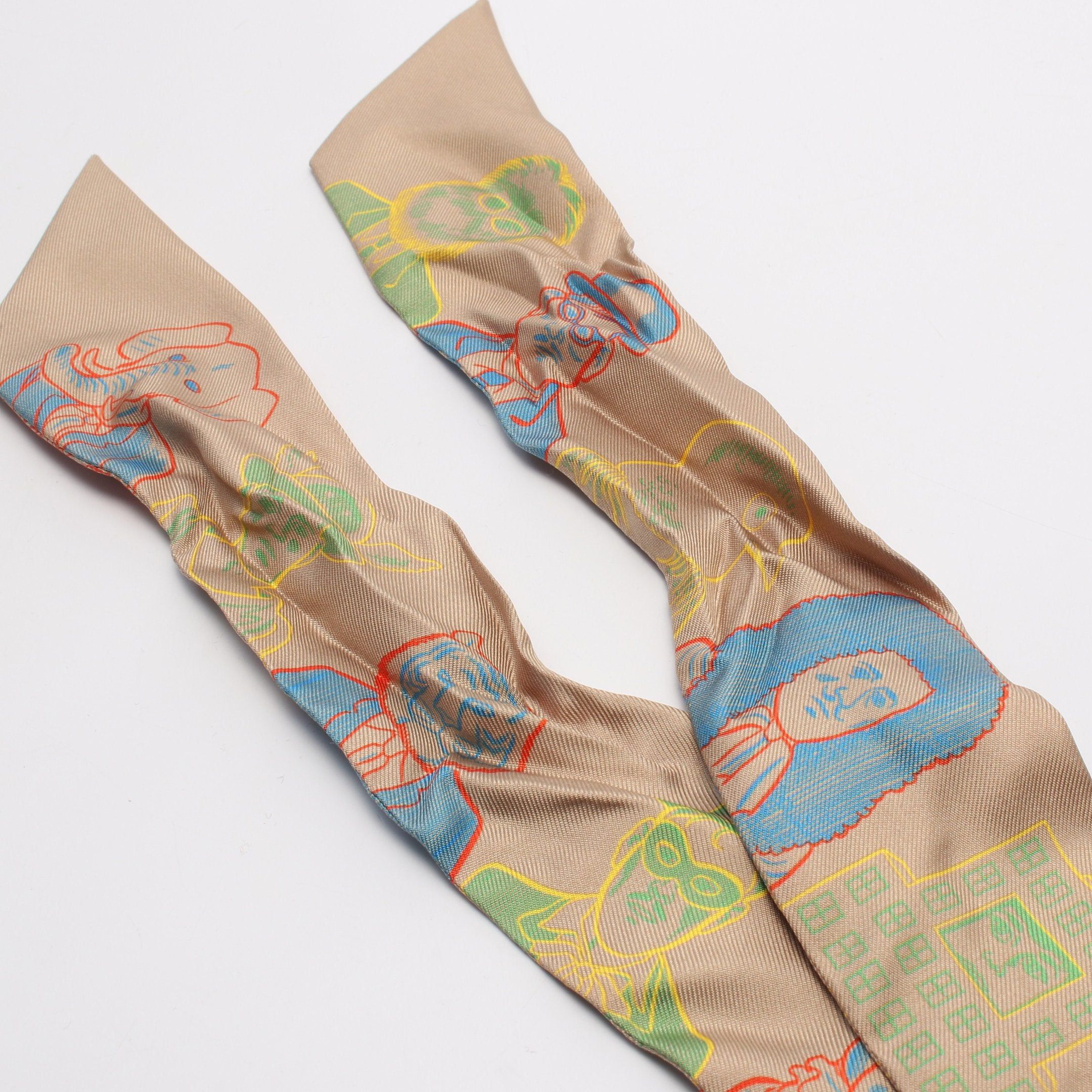 Hermes Hermes Twilly Dress Code Ribbon Scarf Silk Beige Size ONE SIZE - 4 Thumbnail