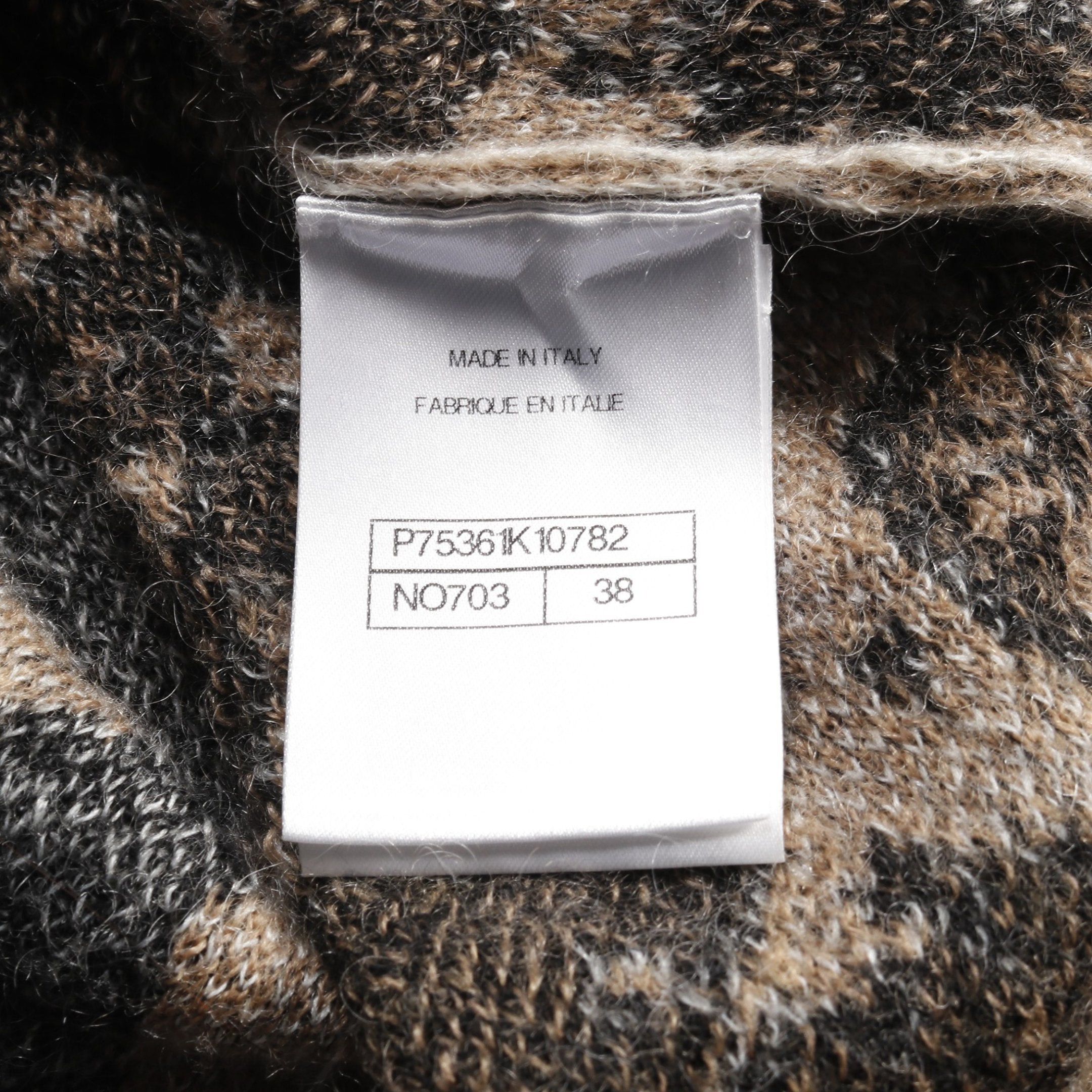 Chanel Chanel Coco Mark Sweater Knit Crew Neck Cashmere Mohair Light Brown Black White Size ONE SIZE - 4 Thumbnail