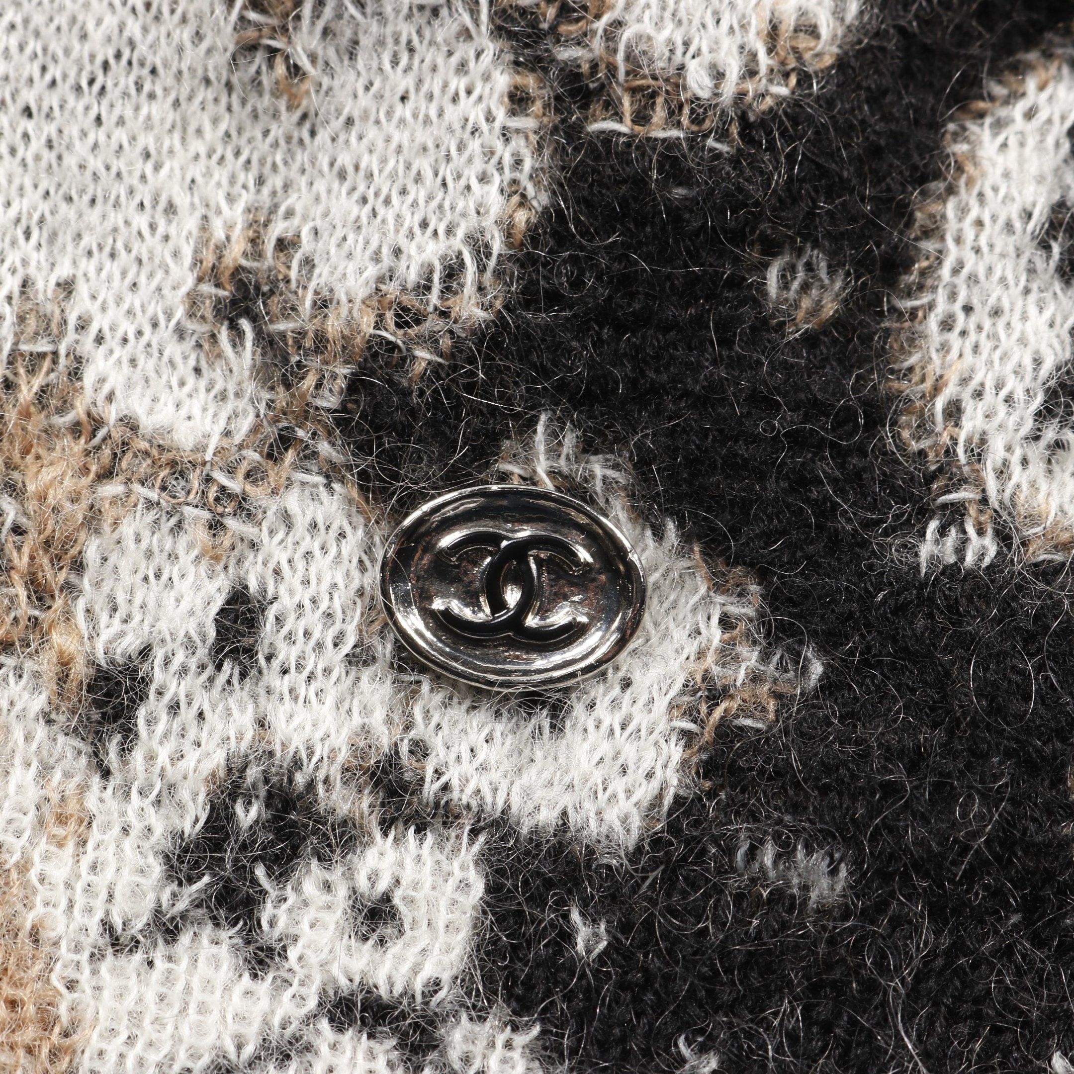 Chanel Chanel Coco Mark Sweater Knit Crew Neck Cashmere Mohair Light Brown Black White Size ONE SIZE - 10 Thumbnail