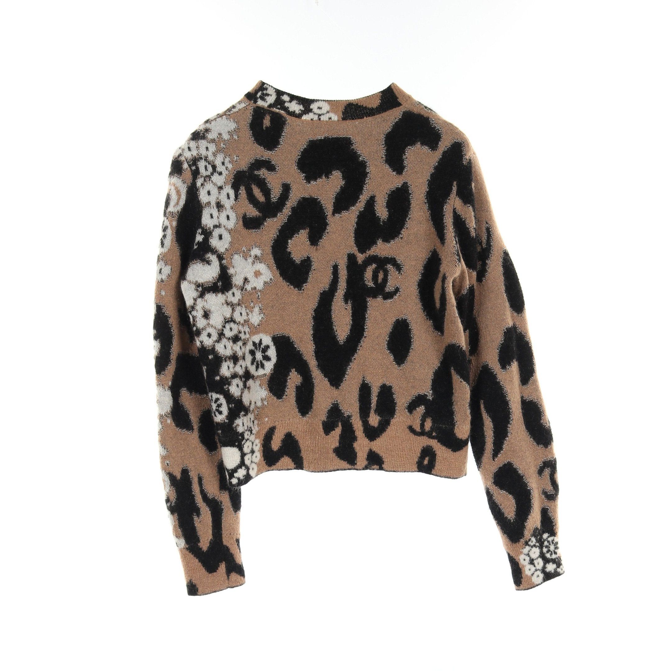 Chanel Chanel Coco Mark Sweater Knit Crew Neck Cashmere Mohair Light Brown Black White Size ONE SIZE - 2 Thumbnail