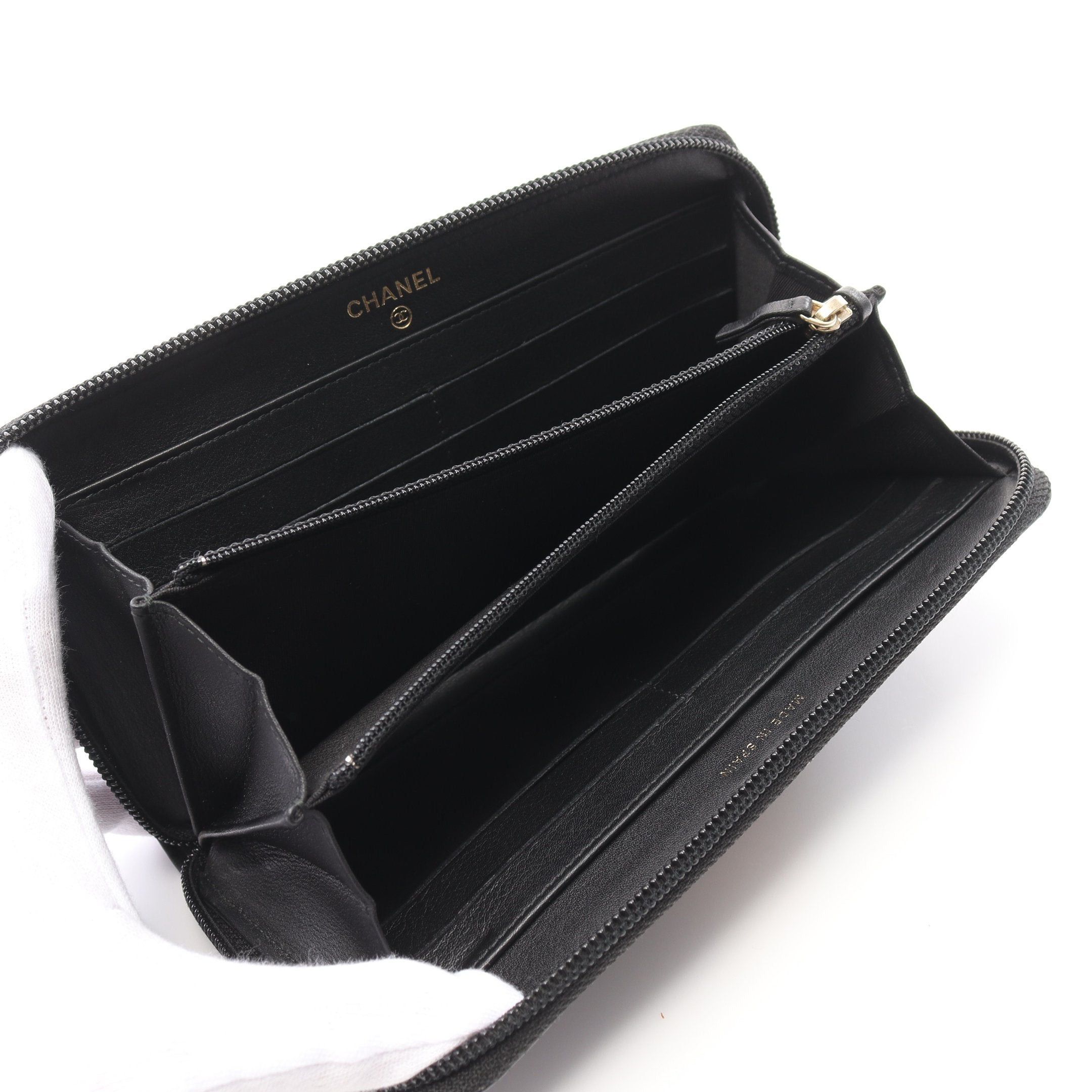 Chanel Chanel Boy Chanel Round Zipper Long Wallet Lambskin Black Gold Hardware Size ONE SIZE - 3 Thumbnail