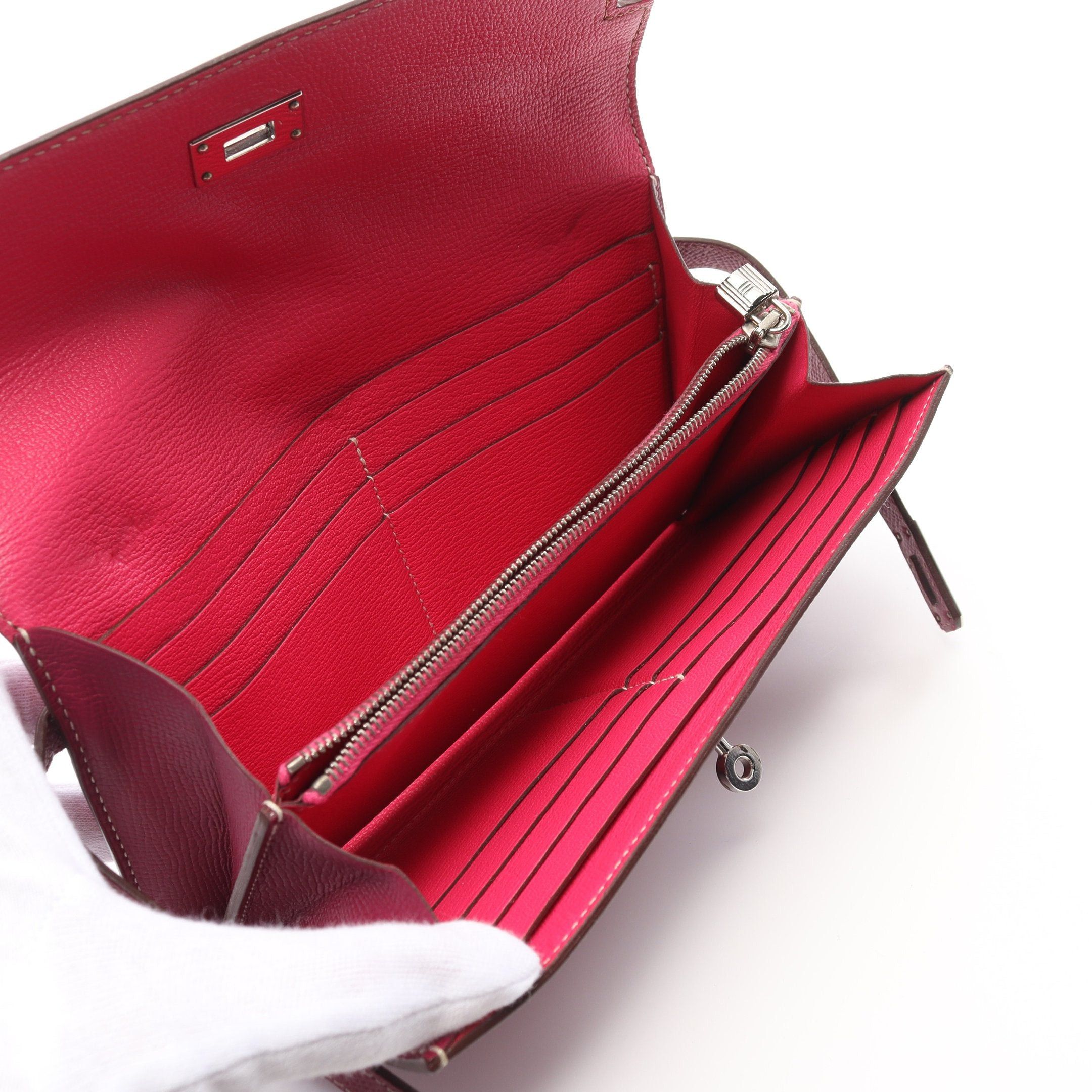 Hermes Hermes Kelly Wallet Bi-Fold Long Veau Epsom Pink Purple Silver Hardware Stamp Size ONE SIZE - 3 Thumbnail