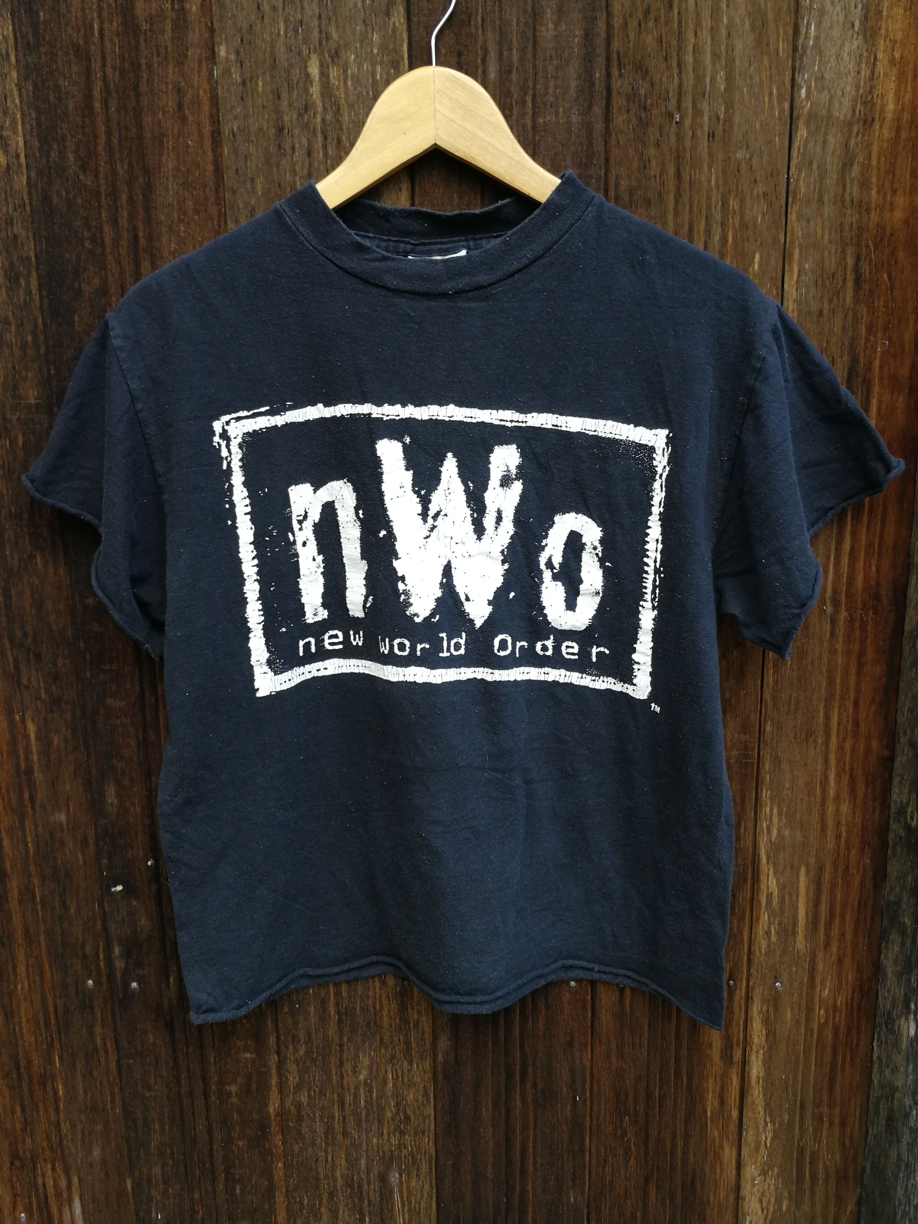 Vintage 90s distressed shirt N.W.O big print black shirt/collector item/rodman/the rock/stone cold