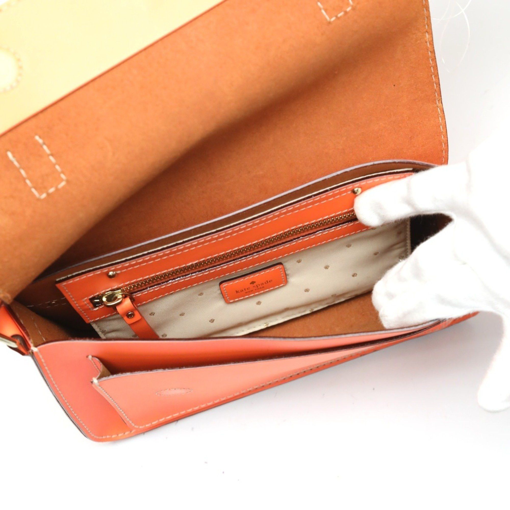 Kate Spade Kate Spade Shoulder Bag Flap Pochette Leather Orange Size ONE SIZE - 17 Thumbnail