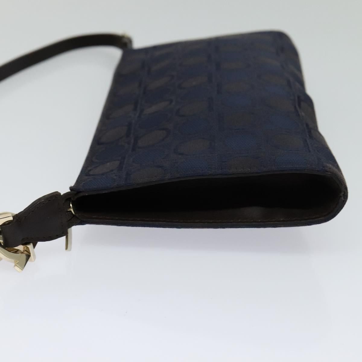 Salvatore Ferragamo Gancini Navy Canvas Handbag (Pre-Owned) Size ONE SIZE - 3 Thumbnail