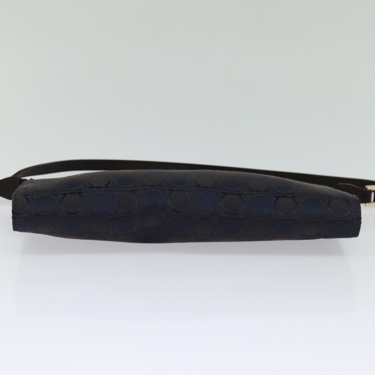 Salvatore Ferragamo Gancini Navy Canvas Handbag (Pre-Owned) Size ONE SIZE - 7 Thumbnail