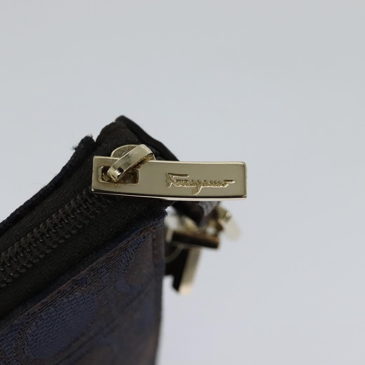Salvatore Ferragamo Gancini Navy Canvas Handbag (Pre-Owned) Size ONE SIZE - 12 Thumbnail