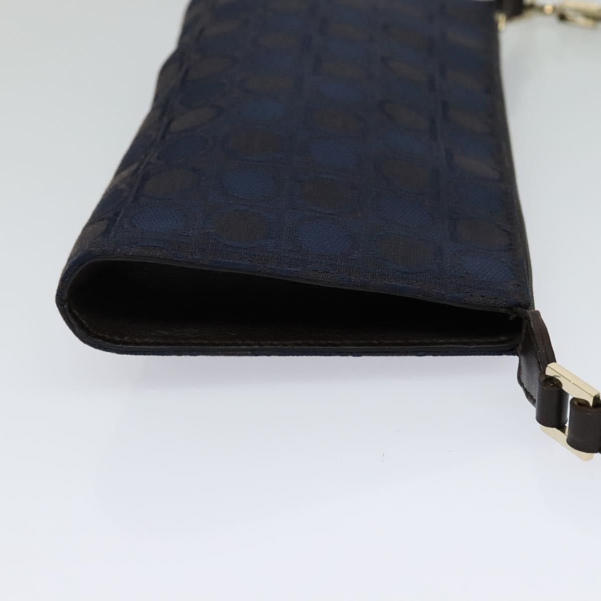 Salvatore Ferragamo Gancini Navy Canvas Handbag (Pre-Owned) Size ONE SIZE - 4 Thumbnail