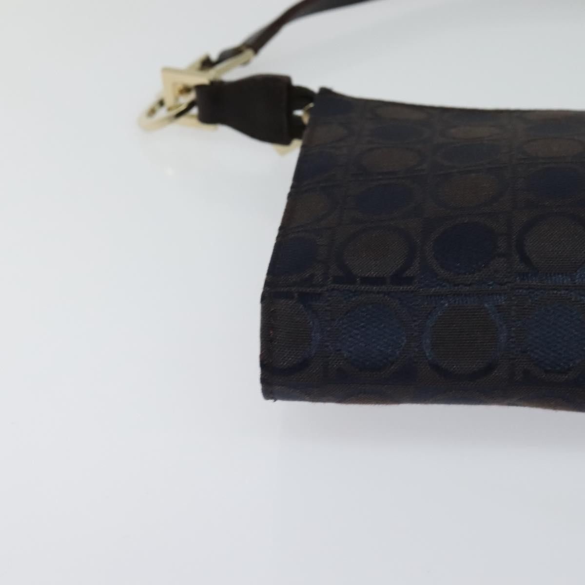 Salvatore Ferragamo Gancini Navy Canvas Handbag (Pre-Owned) Size ONE SIZE - 8 Thumbnail