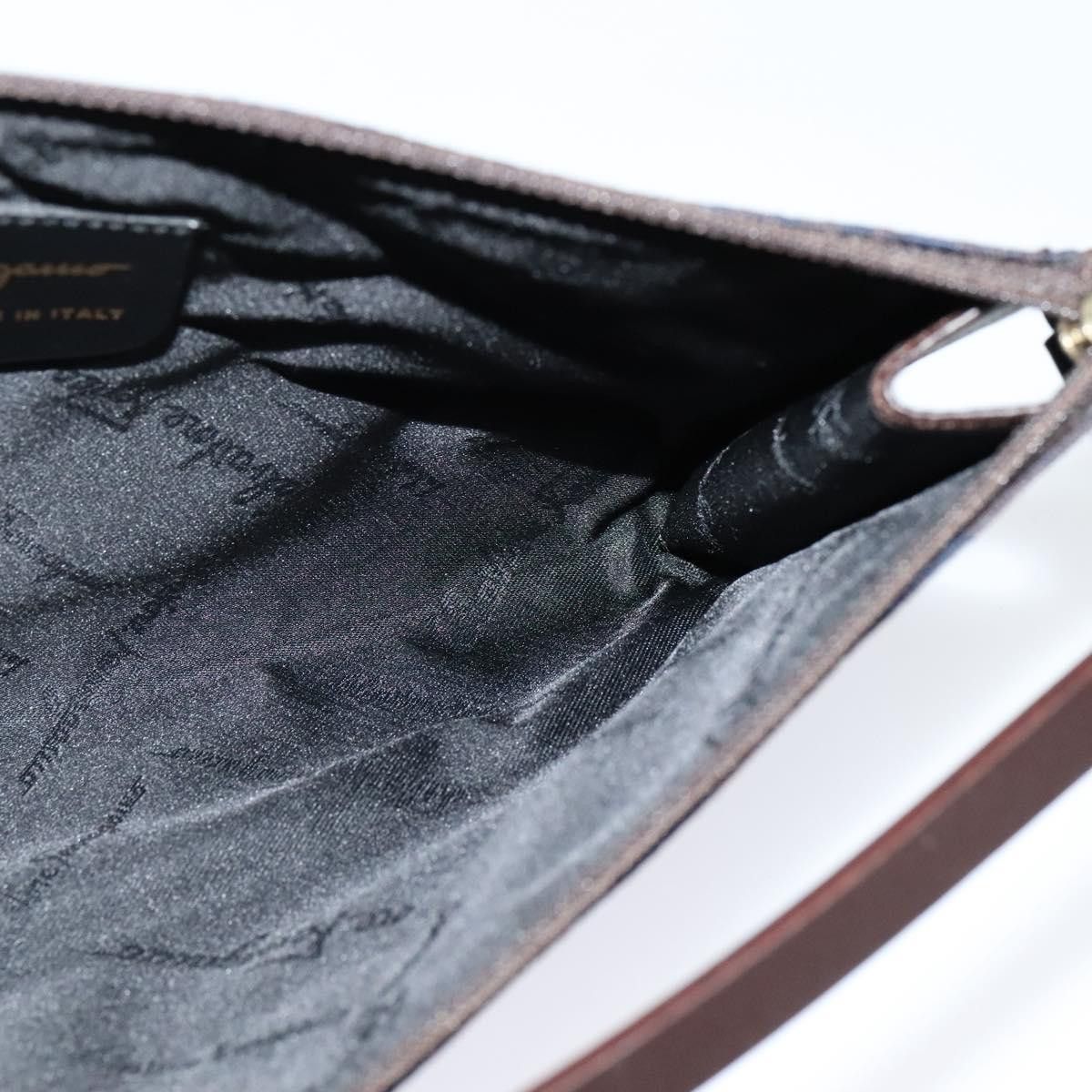 Salvatore Ferragamo Gancini Navy Canvas Handbag (Pre-Owned) Size ONE SIZE - 14 Thumbnail