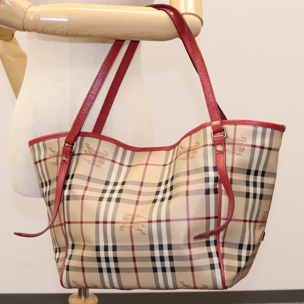 Burberry Haymarket Beige Canvas Tote Bag (Pre-Owned) Size ONE SIZE - 14 Thumbnail