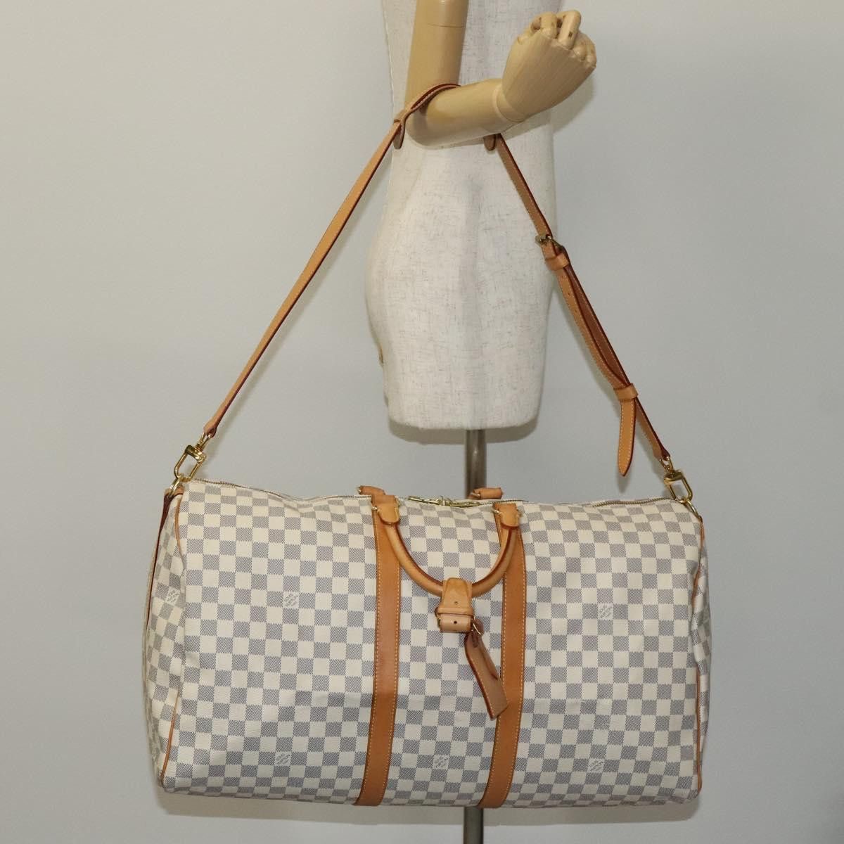 Louis Vuitton Keepall Bandouliere 55 White Canvas Travel Bag (Pre-Owned) Size ONE SIZE - 15 Thumbnail