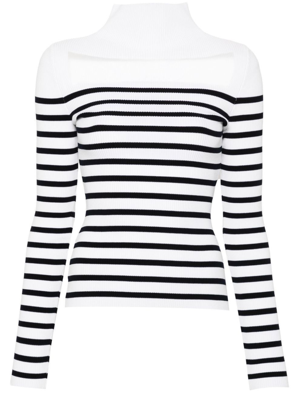 Jean Paul Gaultier RIBBED MARINIERE PULLOVER WITH TRANSPARENT WINDOW DETAIL Size L / US 10 / IT 46 - 4 Thumbnail