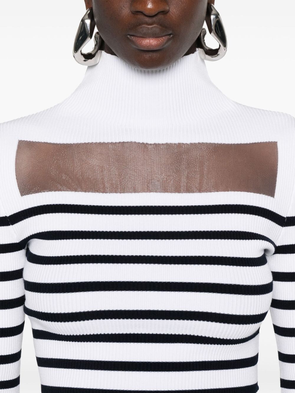 Jean Paul Gaultier RIBBED MARINIERE PULLOVER WITH TRANSPARENT WINDOW DETAIL Size S / US 4 / IT 40 - 5 Thumbnail