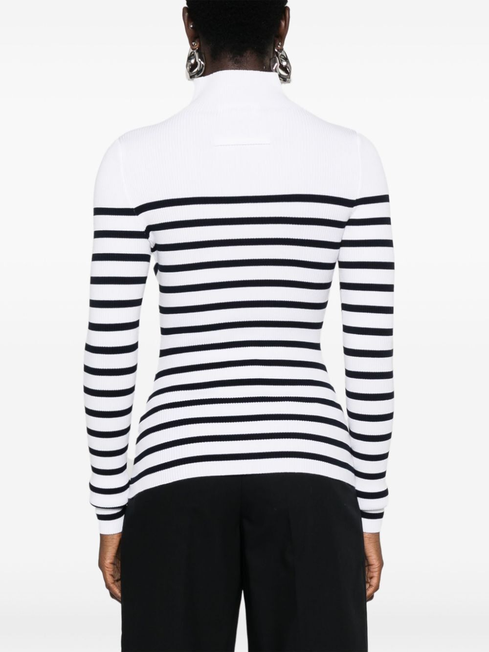 Jean Paul Gaultier RIBBED MARINIERE PULLOVER WITH TRANSPARENT WINDOW DETAIL Size S / US 4 / IT 40 - 6 Thumbnail