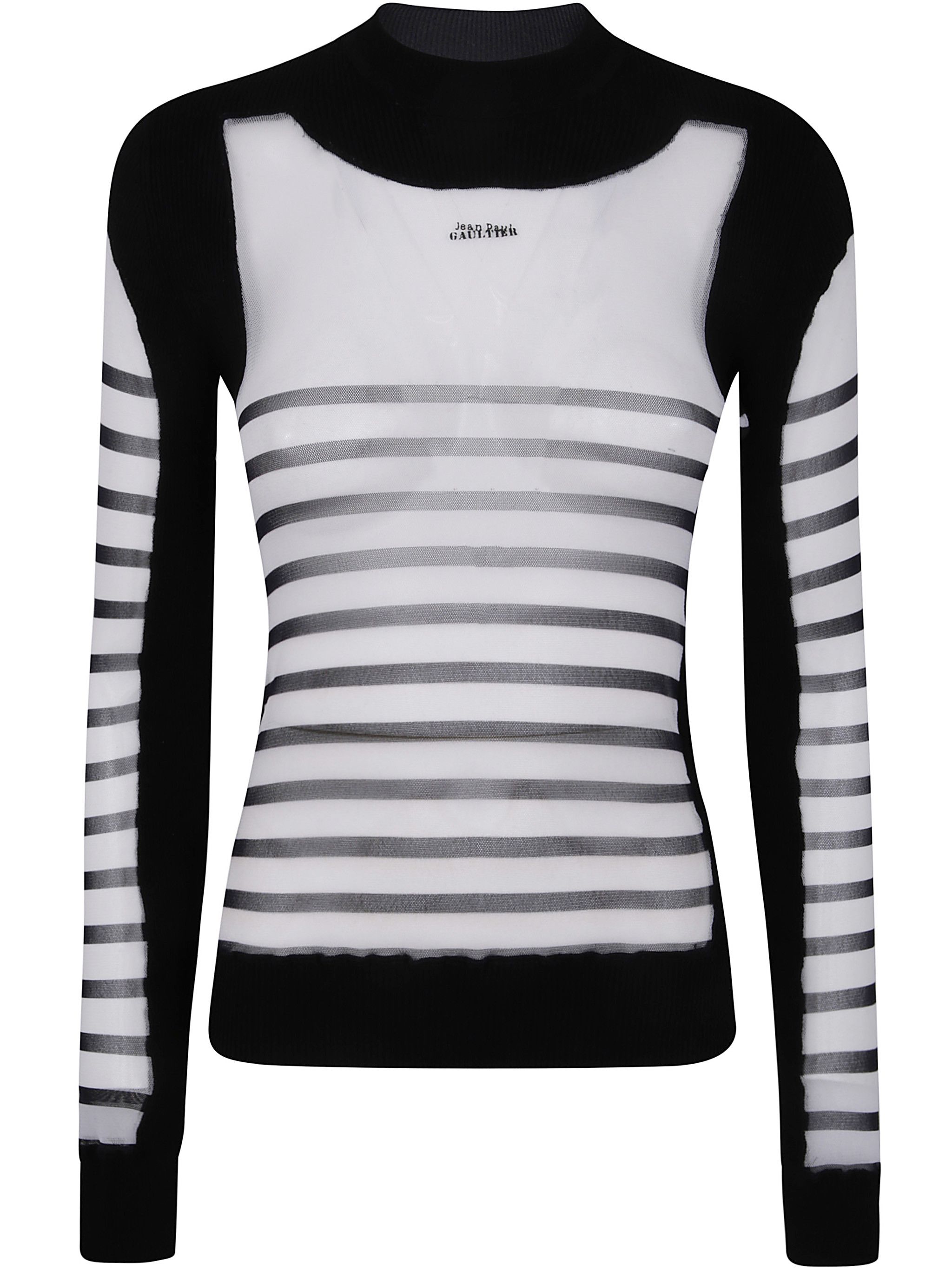 Jean Paul Gaultier MIX MESH AND KNIT LONG SLEEVES PULLOVER PRINTED "MARINIERE" Size M / US 6-8 / IT 42-44 - 4 Thumbnail